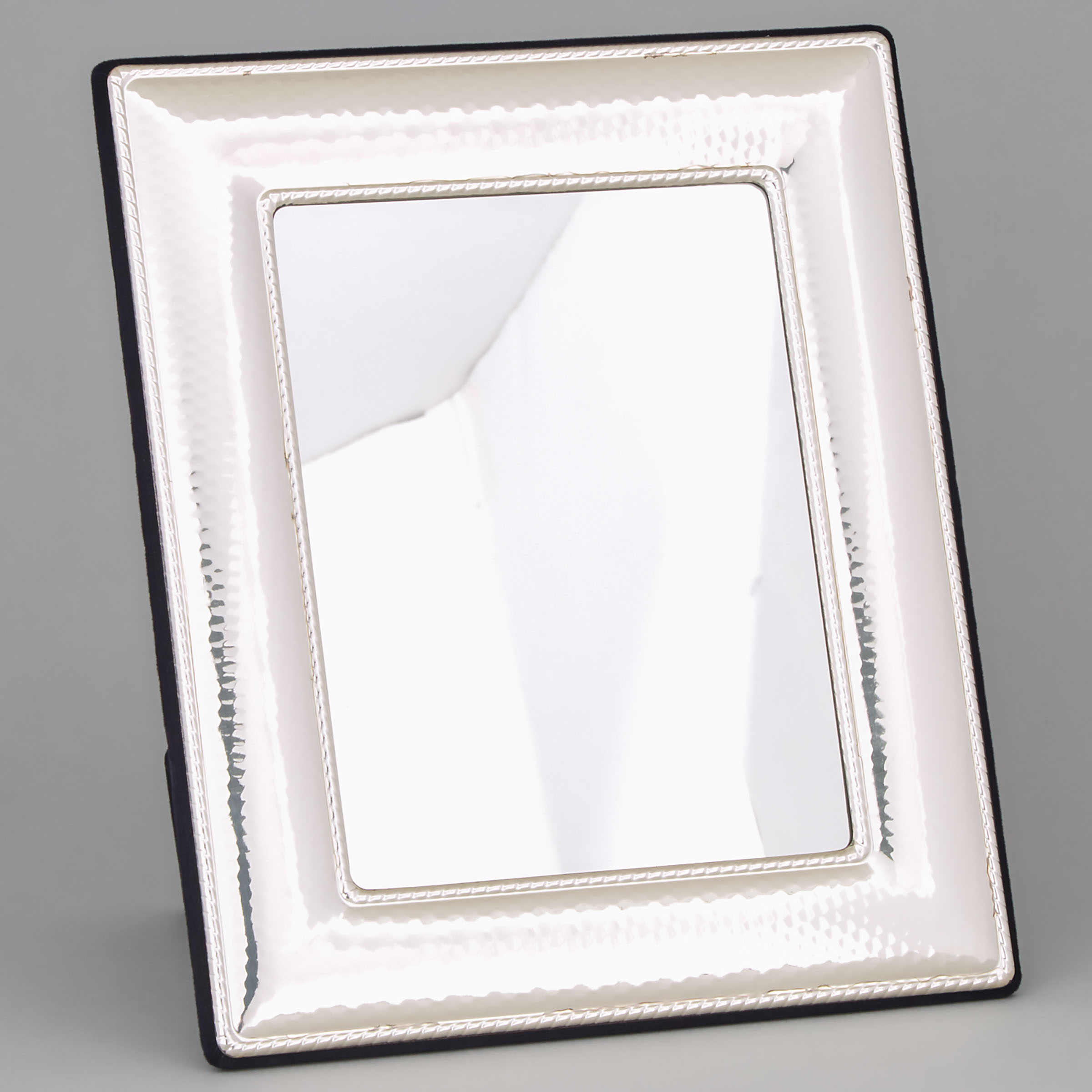 Italian Silver Framed Rectangular Easel Mirror, late 20th century