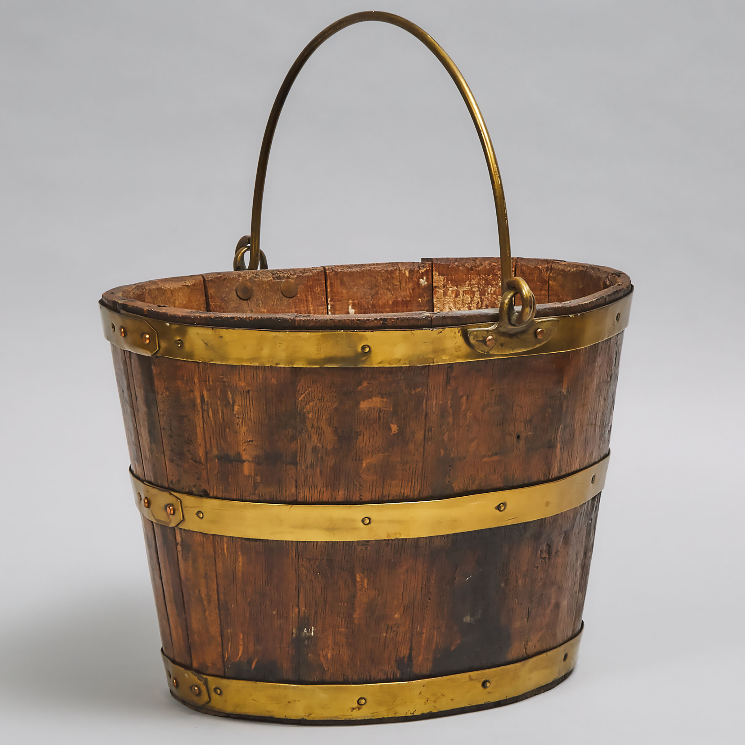 Georgian Brass Bound Oak Oval Peat Bucket, c.1800