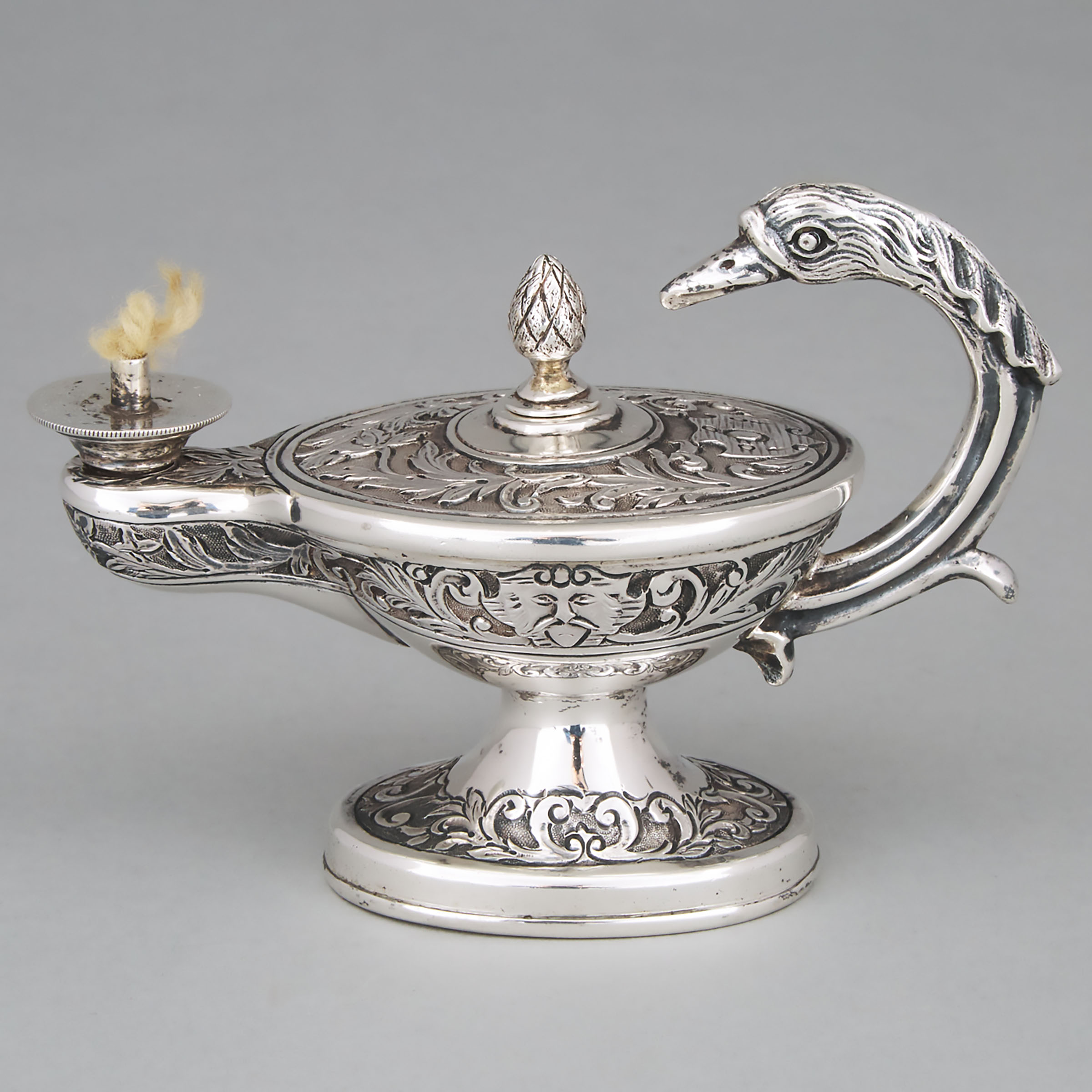 Edwardian Silver 'Aladdin's Lamp' Table Cigar Lighter, Joseph Braham, London, 1905