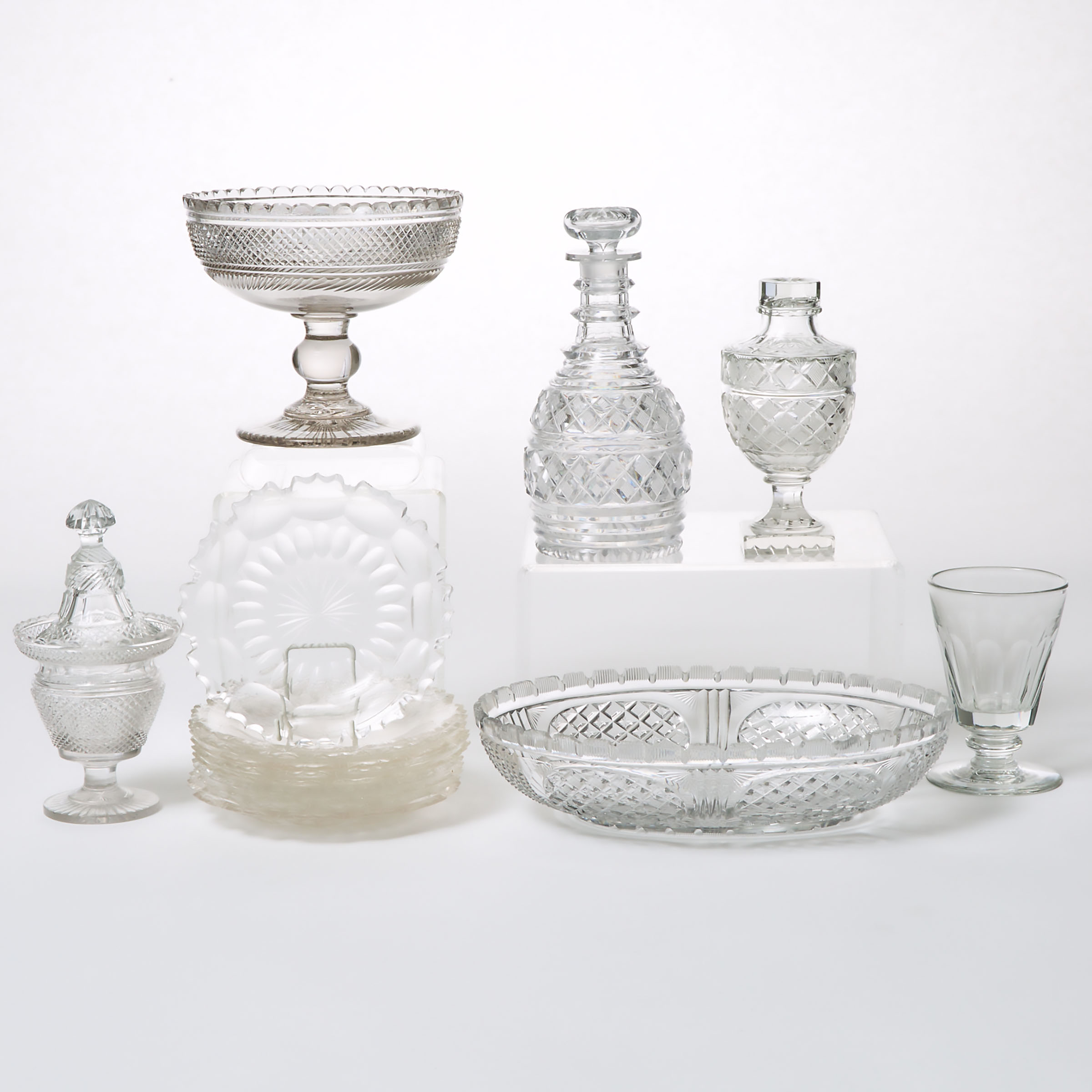 Group of Anglo-Irish and Continental Cut Glass, 19th century