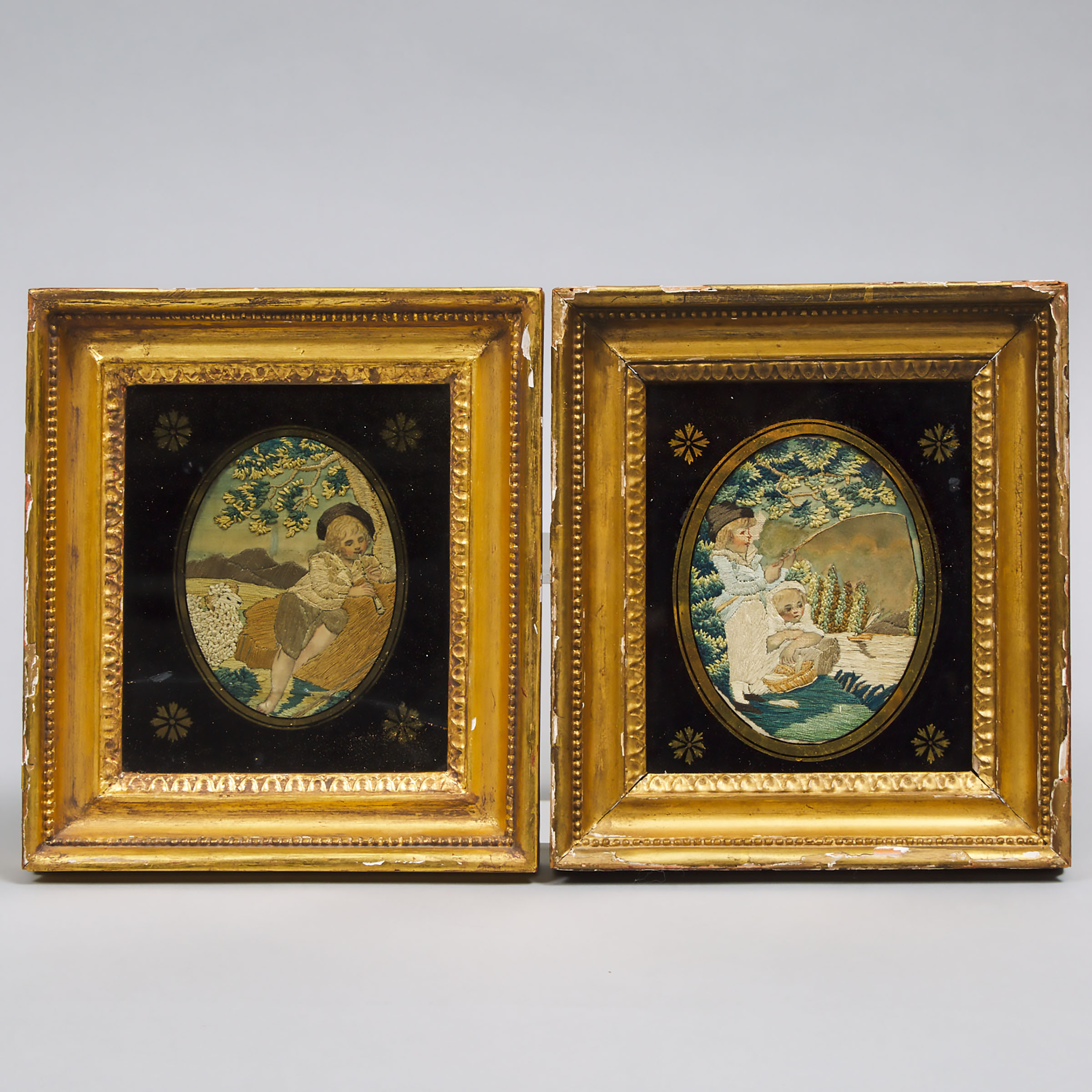 Pair of Small Georgian Needlework Pictures, late 18th/early 19th century