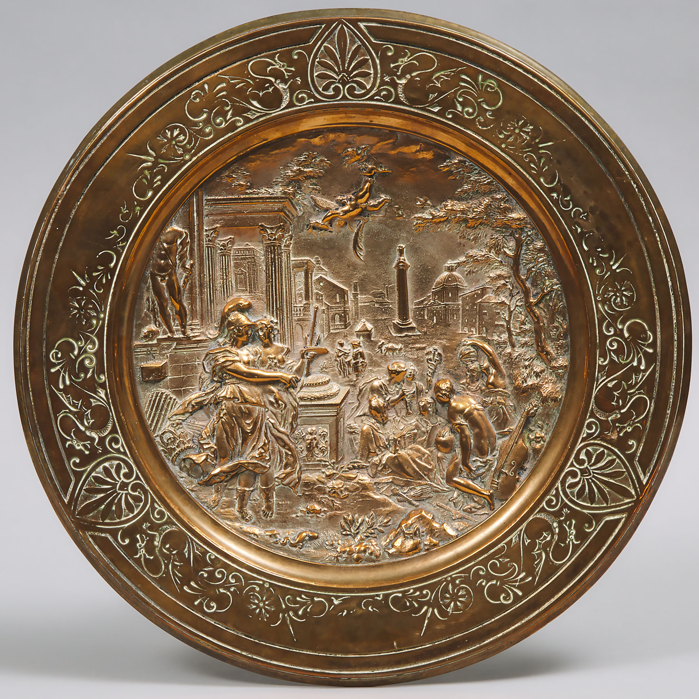 Large French Neoclassical Bronze Wall Medallion, 19th century