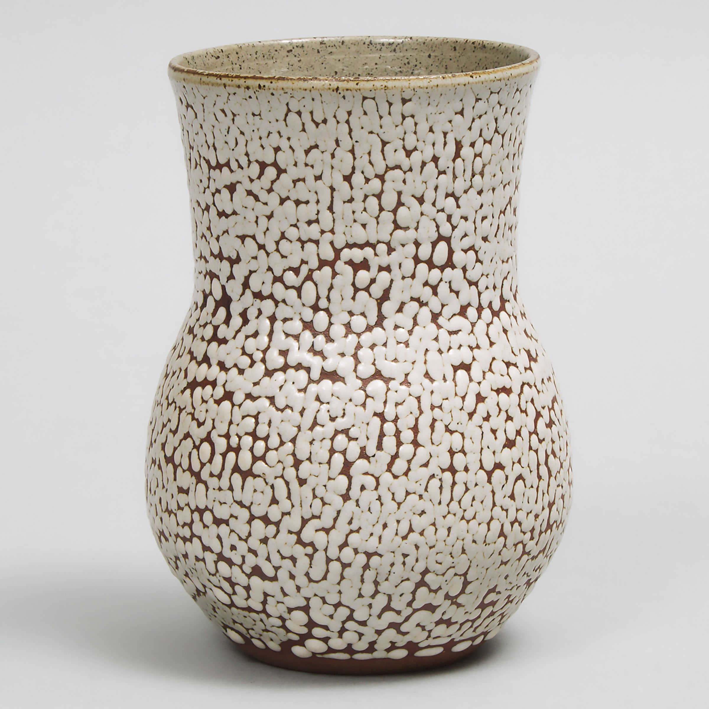 Deichmann Cream Pebble Glazed Stoneware Vase, Kjeld & Erica Deichmann, c.1950