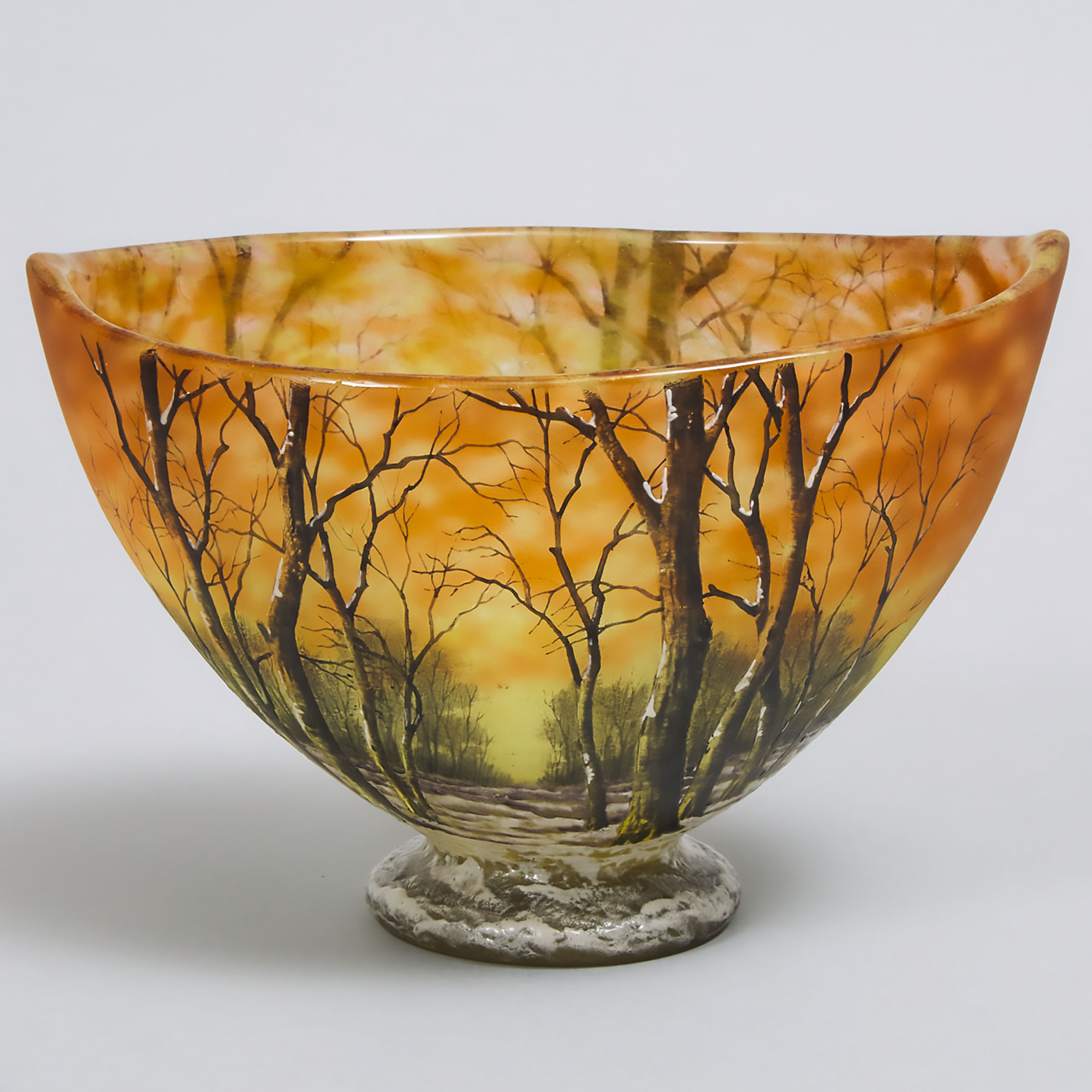 Daum 'Winter' Enameled Cameo Glass Vase, c.1900