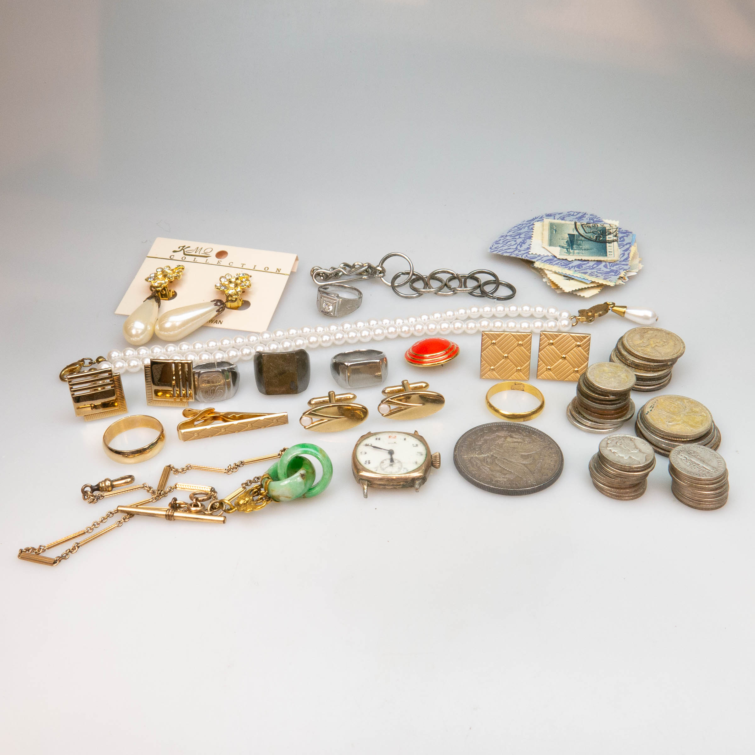 Small Quantity Of Jewellery, Coins, Stamps, Etc.