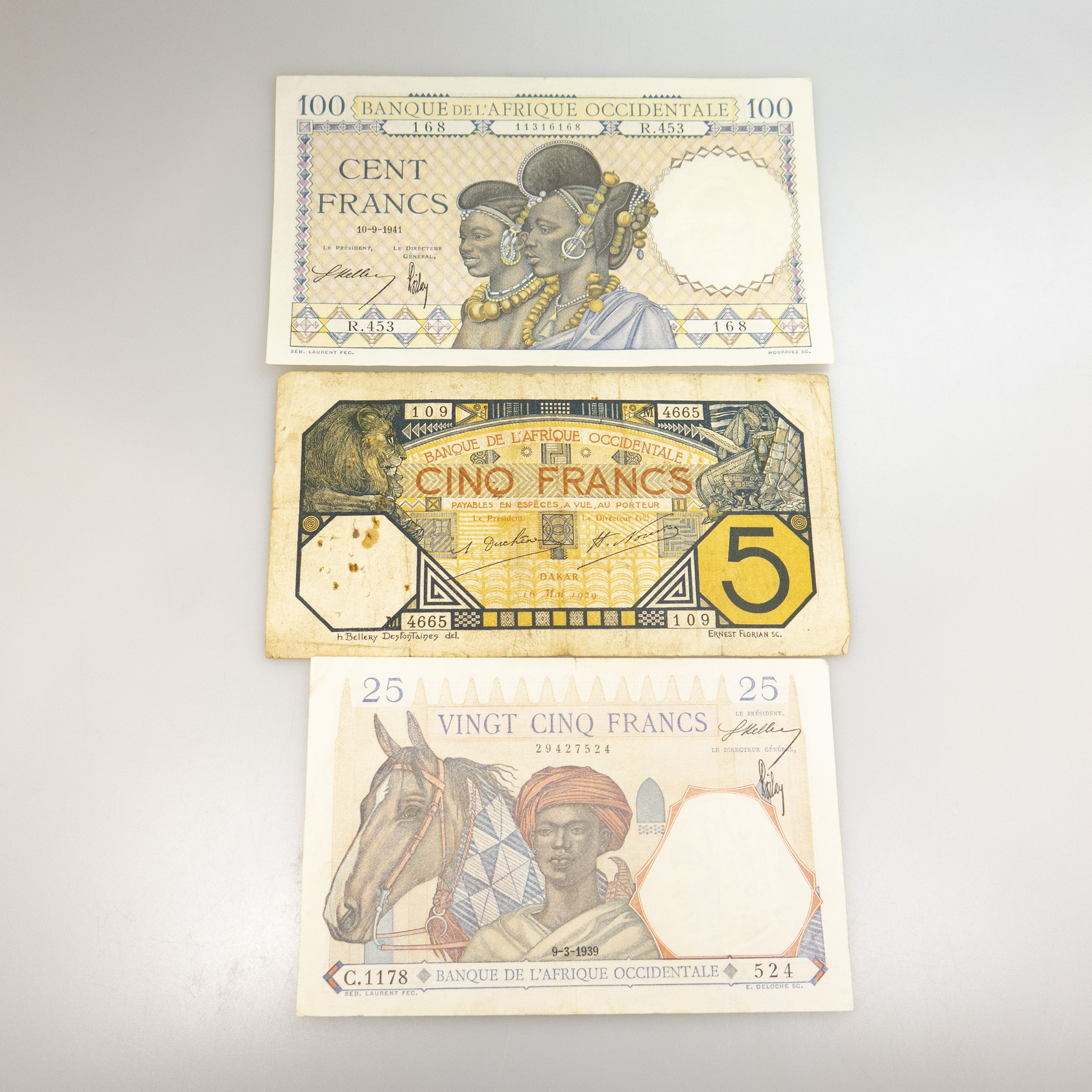 14 Various French West Africa Bank Notes