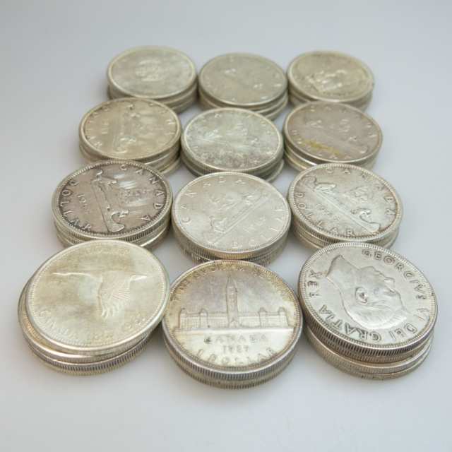 47 Various Canadian Silver Dollars