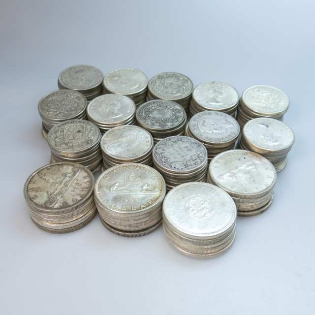 21 Canadian Silver Dollars And 128 Canadian Silver Half Dollars