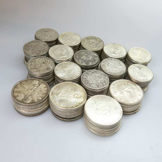 21 Canadian Silver Dollars And 128 Canadian Silver Half Dollars