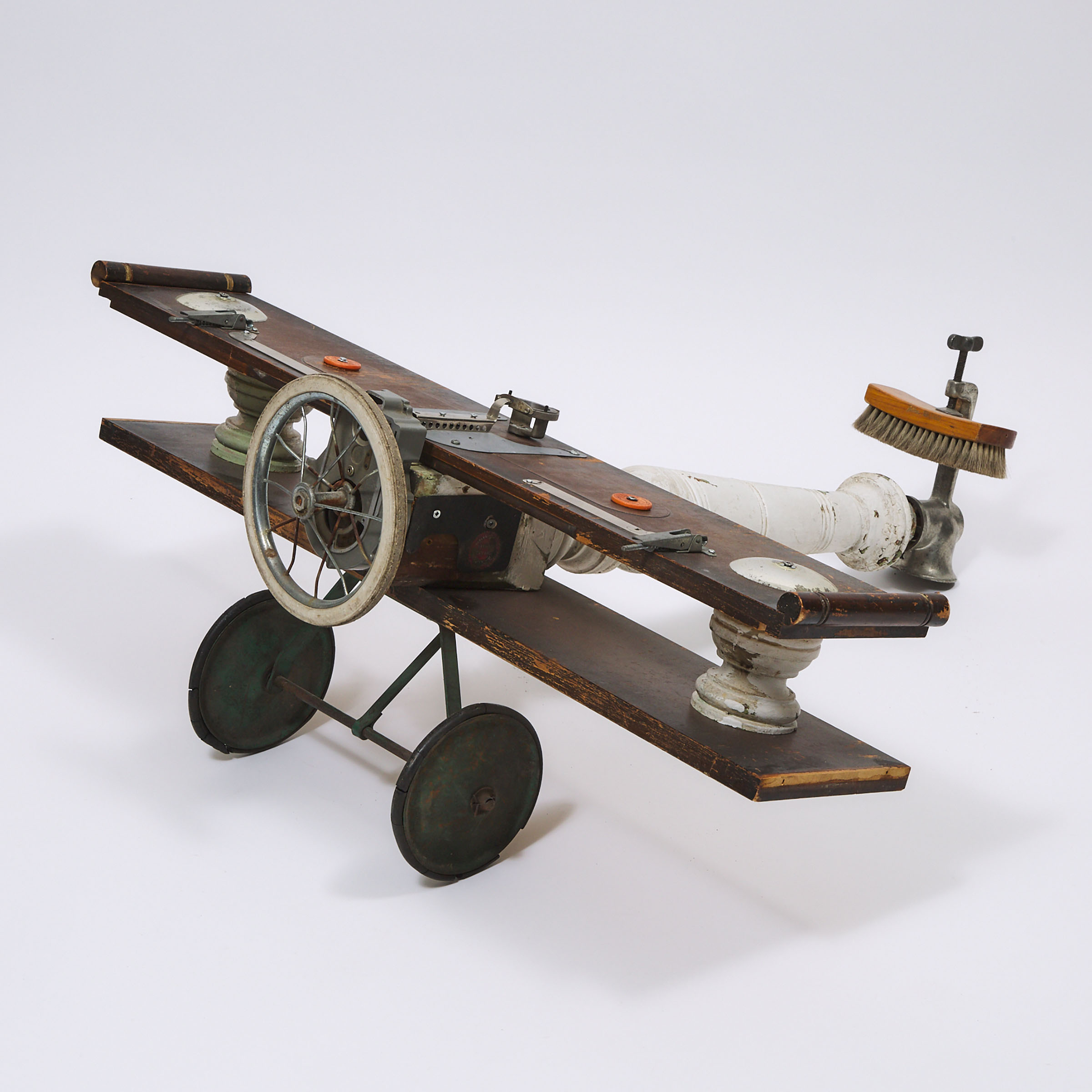 'Found Object Folk Art' Model of a Biplane, 20th century