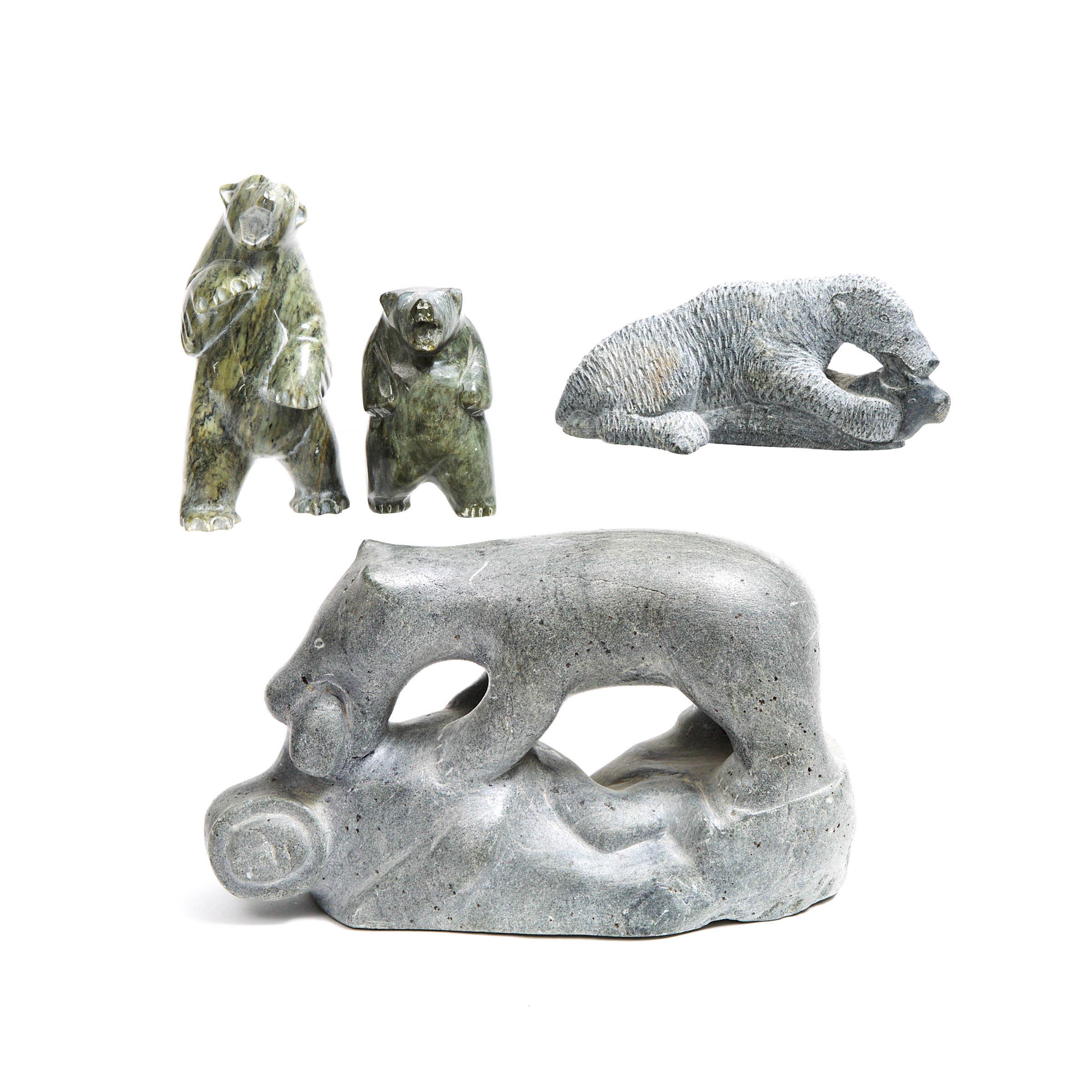  COLLECTION OF FOUR INUIT SCULPTURES OF POLAR BEARS