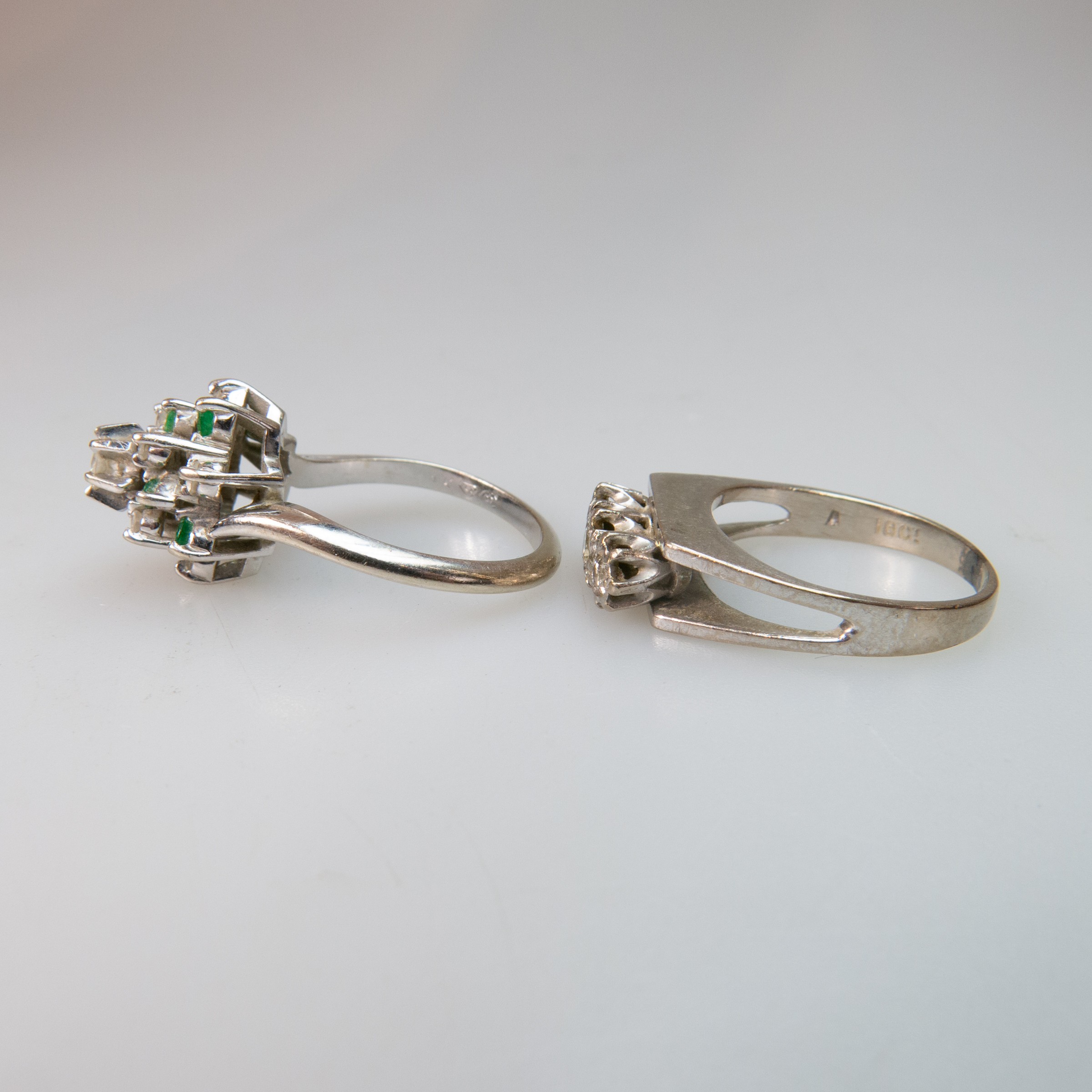 18k White Gold Ring And A 14k White Gold Ring