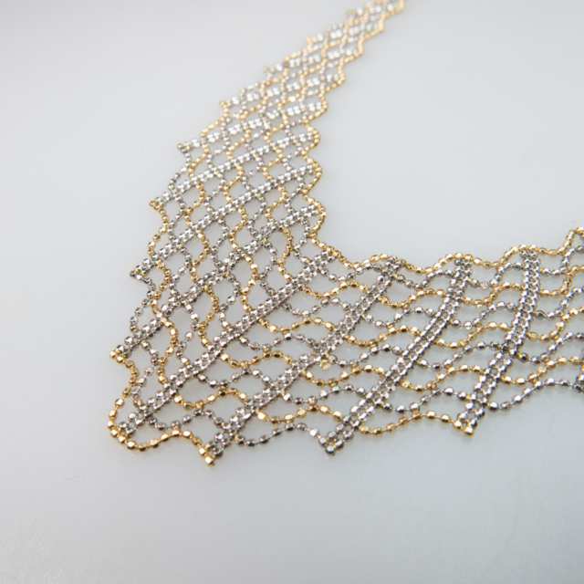10k White And Yellow Gold Mesh Necklace
