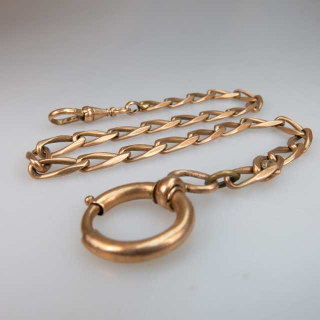 14k Yellow Gold Curb Link Watch Chain