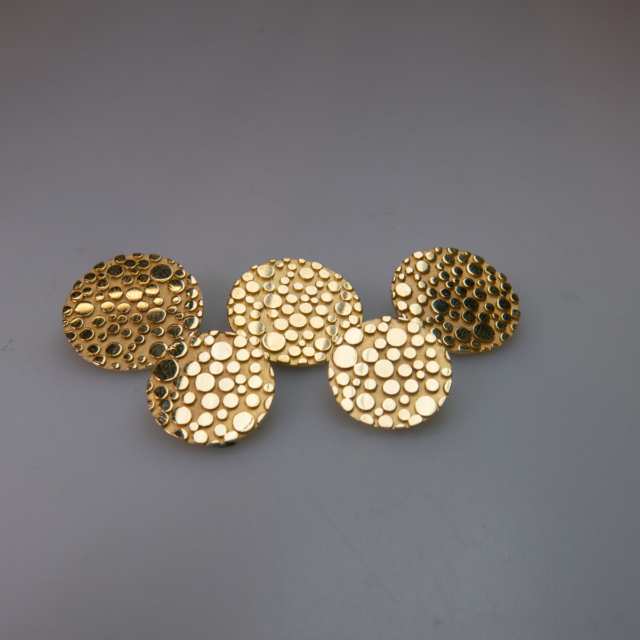 Set Of 5 Birks 14k Yellow Gold Buttons
