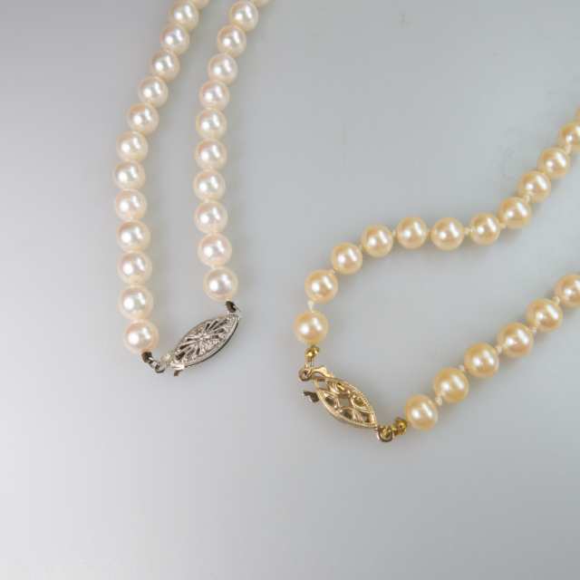 Two Single Strand Cultured Pearl Necklaces