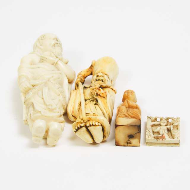A Group of Eight Ivory Netsuke and Miscellaneous Carvings, 18th/19th Century