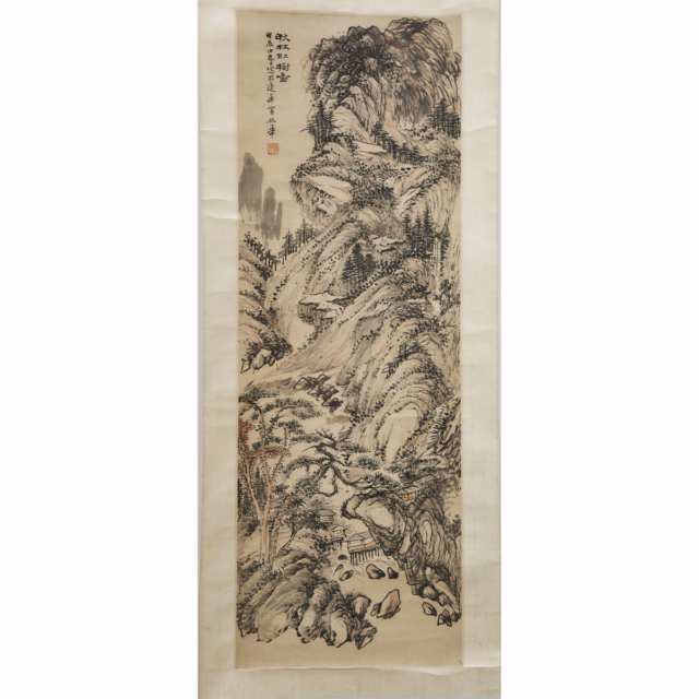 After Yao Hua (1876-1930), Landscape, together with a Painting of Dandelions, Late Qing Dynasty, Dated 1878