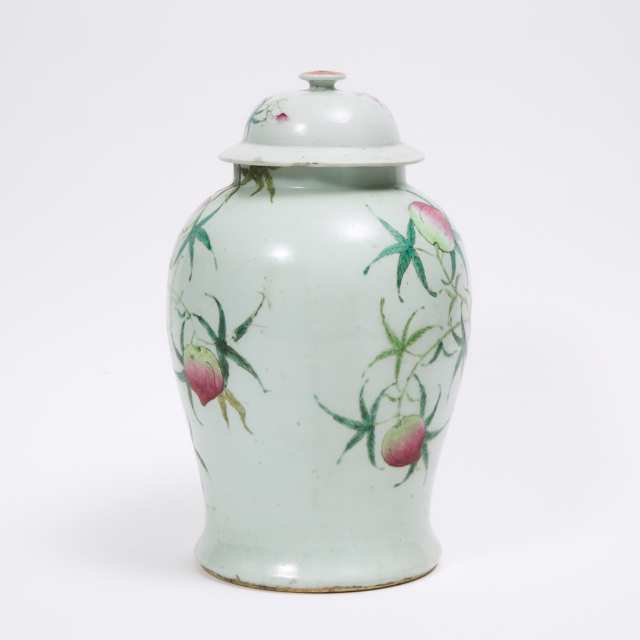 A Large Famille Rose 'Nine Peaches' Jar and Cover, Daoguang Mark and Possibly of the Period, 19th Century