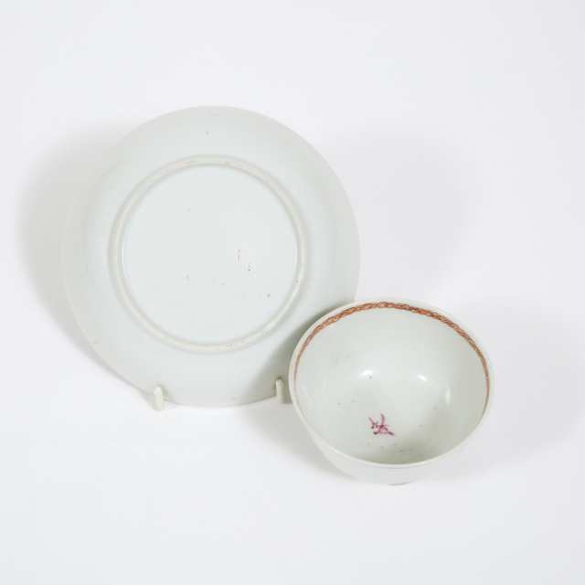 A Chinese Export 'European Subject' Cup and Saucer, Qianlong Period, 18th Century