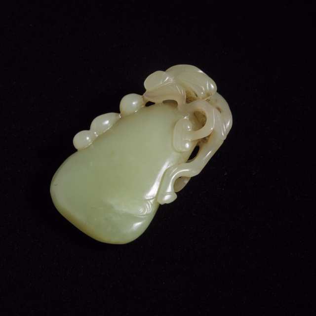 A Celadon Jade 'Double-Gourd and Boy' Washer
