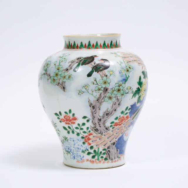 A Chinese Wucai 'Birds and Flowers' Vase, 19th/20th Century