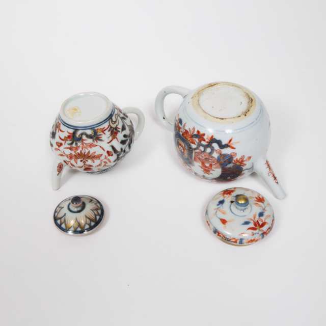 Two Rare Chinese Export Gilt Imari Lidded Teapots, Yongzheng Period