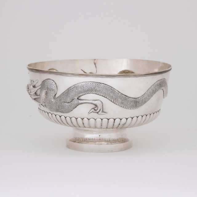 A Chinese Export Silver 'Dragon' Footed Bowl, Circa 1926