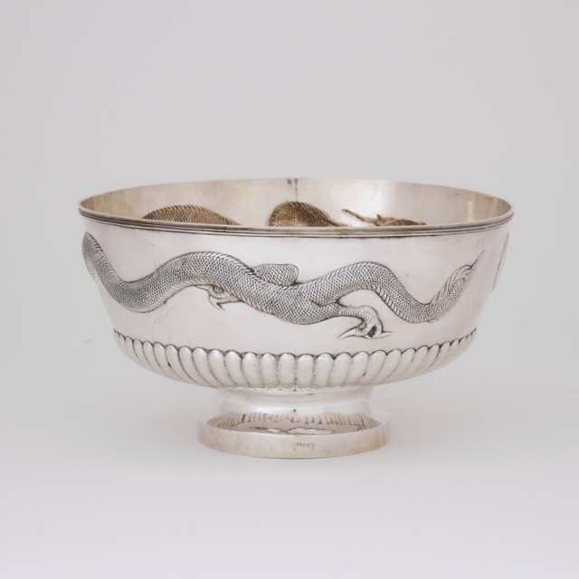 A Chinese Export Silver 'Dragon' Footed Bowl, Circa 1926