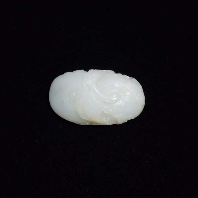 A Mottled White Jade 'Ruyi and Persimmon' Carving, Qing Dynasty
