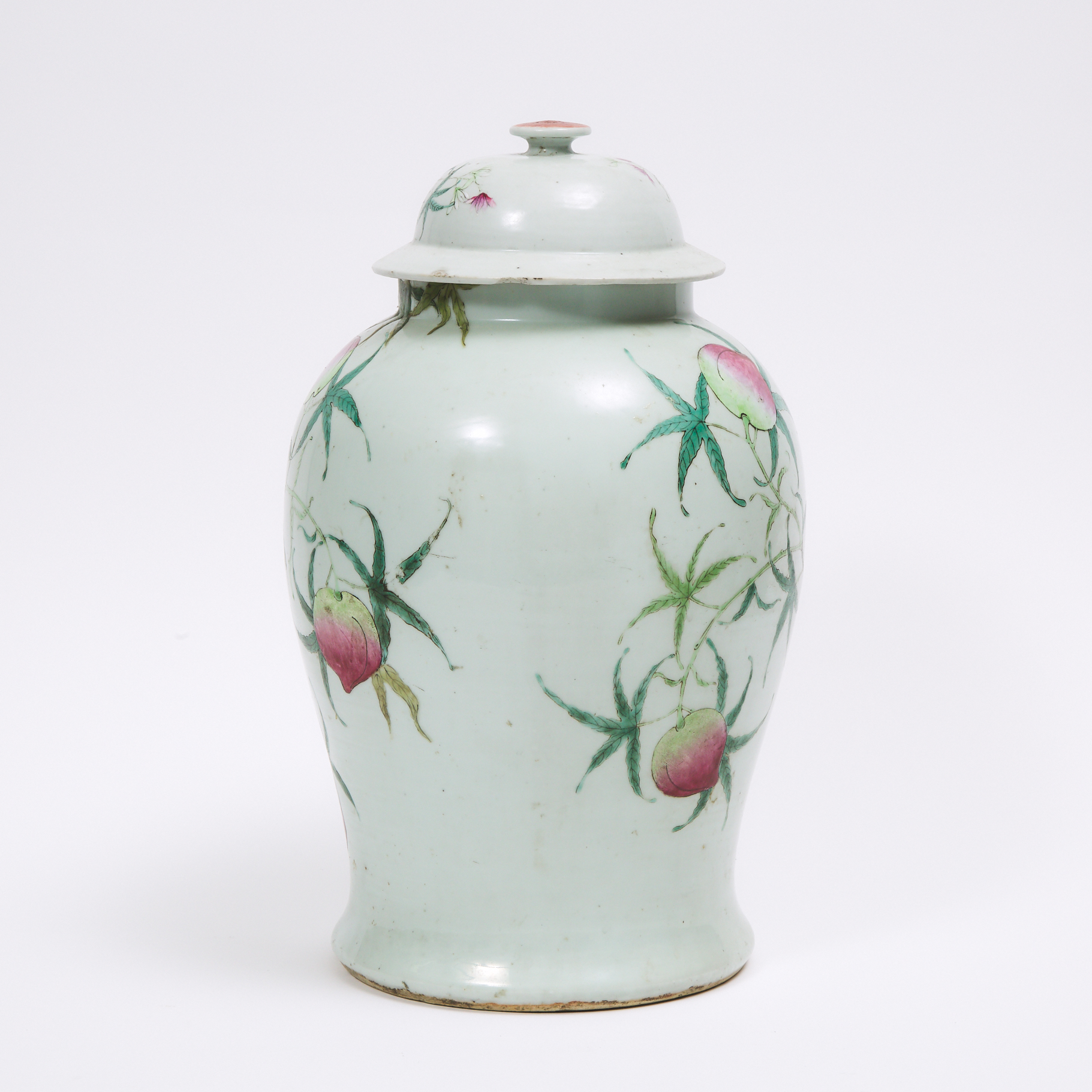 A Large Famille Rose 'Nine Peaches' Jar and Cover, Daoguang Mark and Possibly of the Period, 19th Century