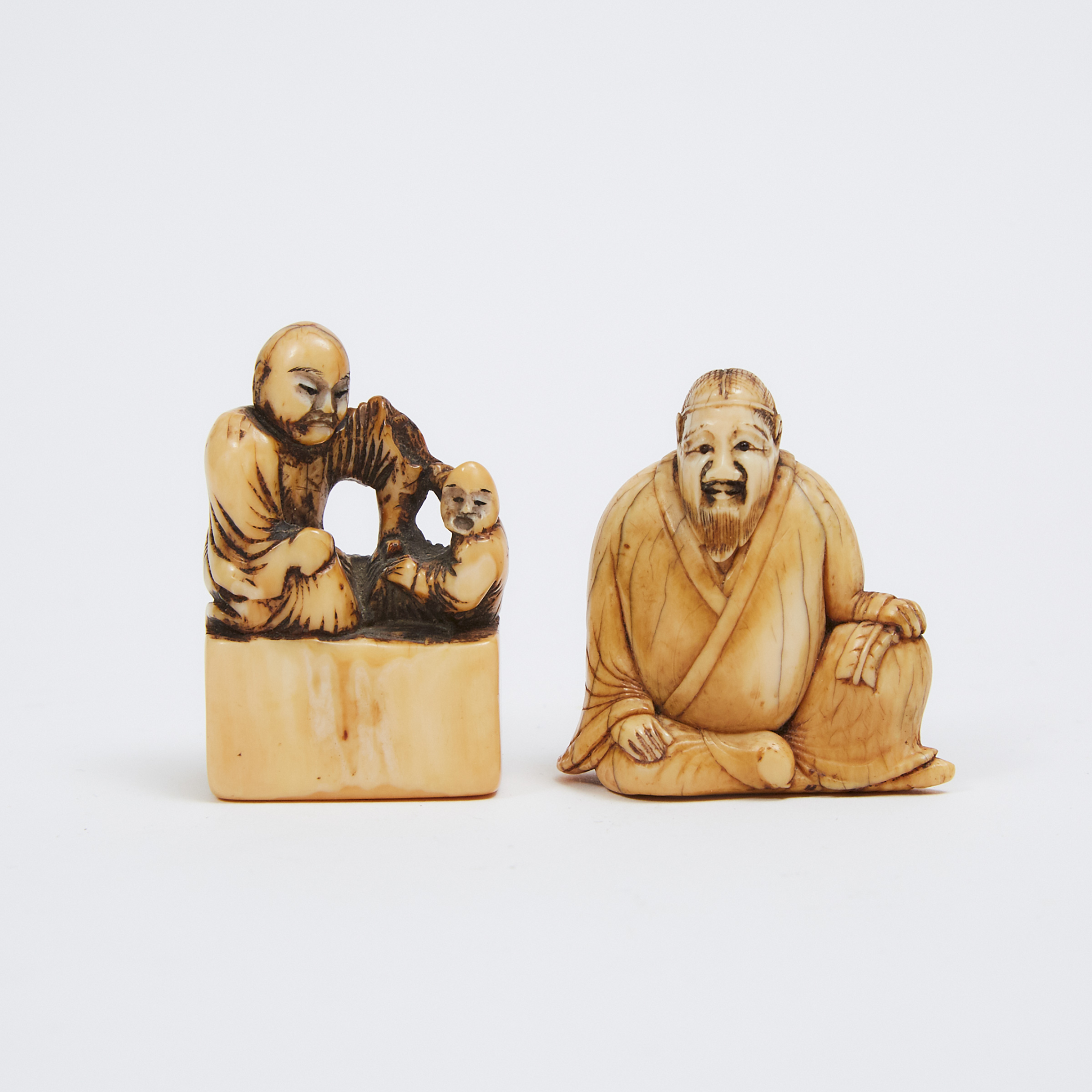 Two Ivory Figural Netsuke, Edo Period, 18th/Early 19th Century