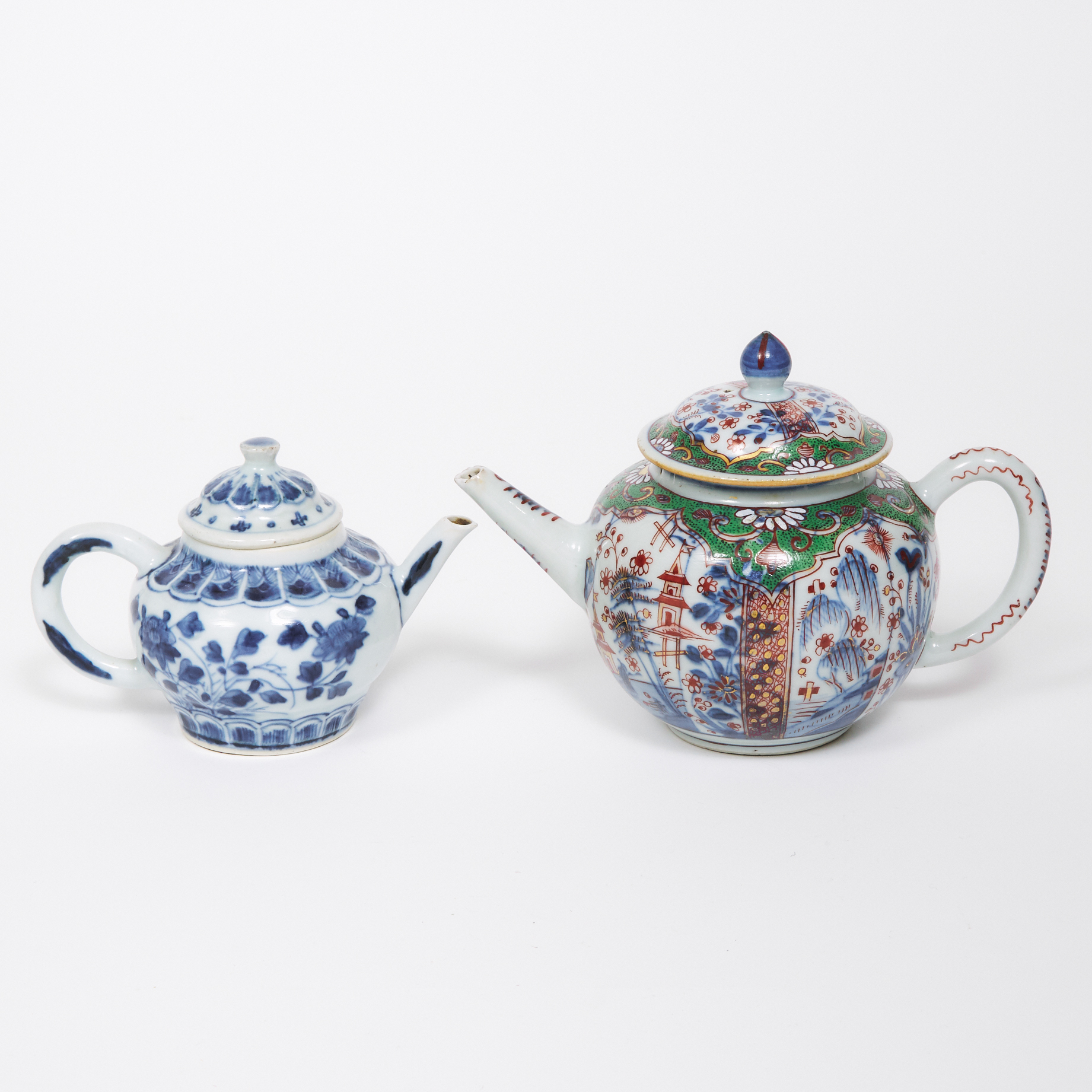 Two Rare Chinese Export Lidded Teapots, Qianlong Period