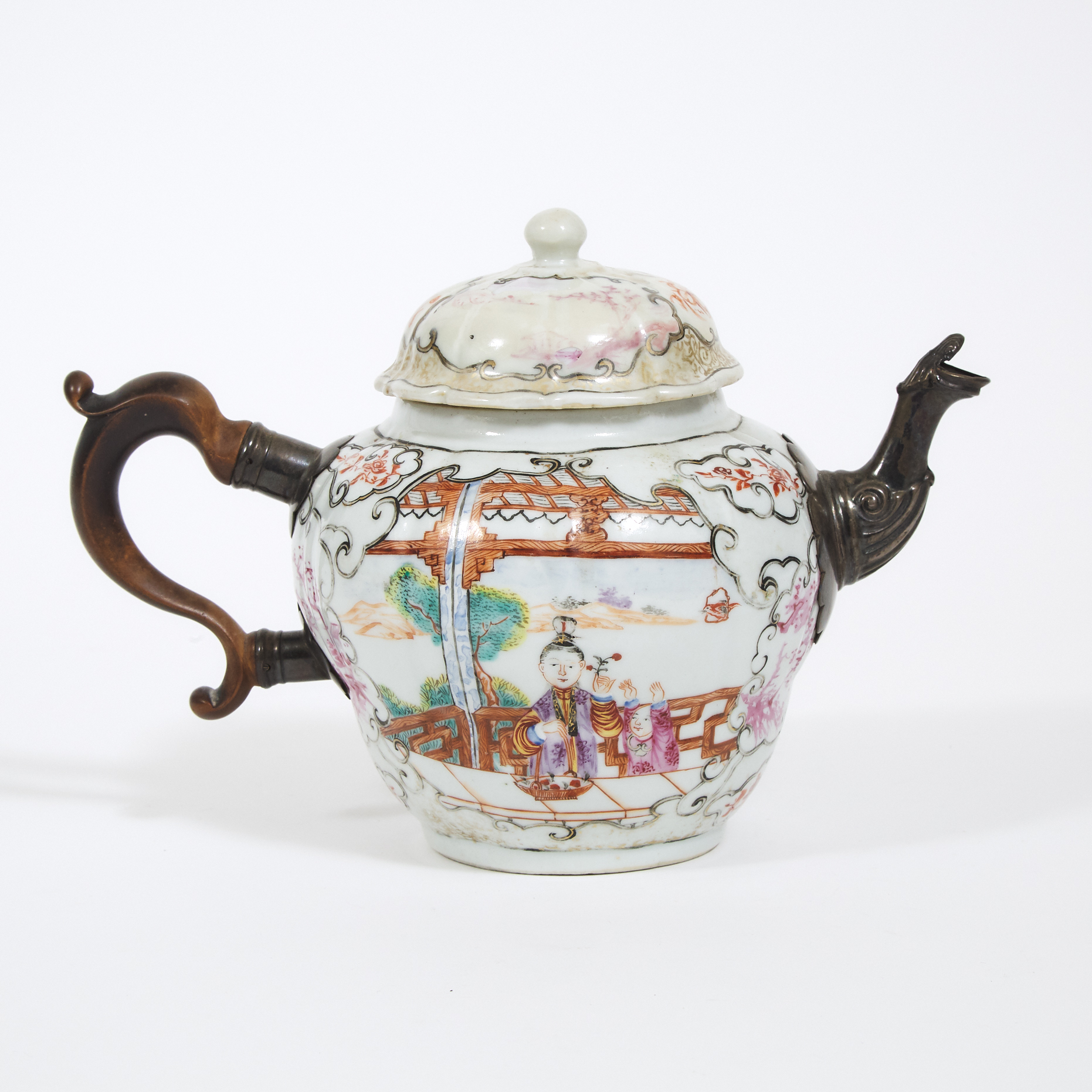 A Bronze-Mounted Chinese Export Famille Rose Teapot, Qianlong Period, 18th Century