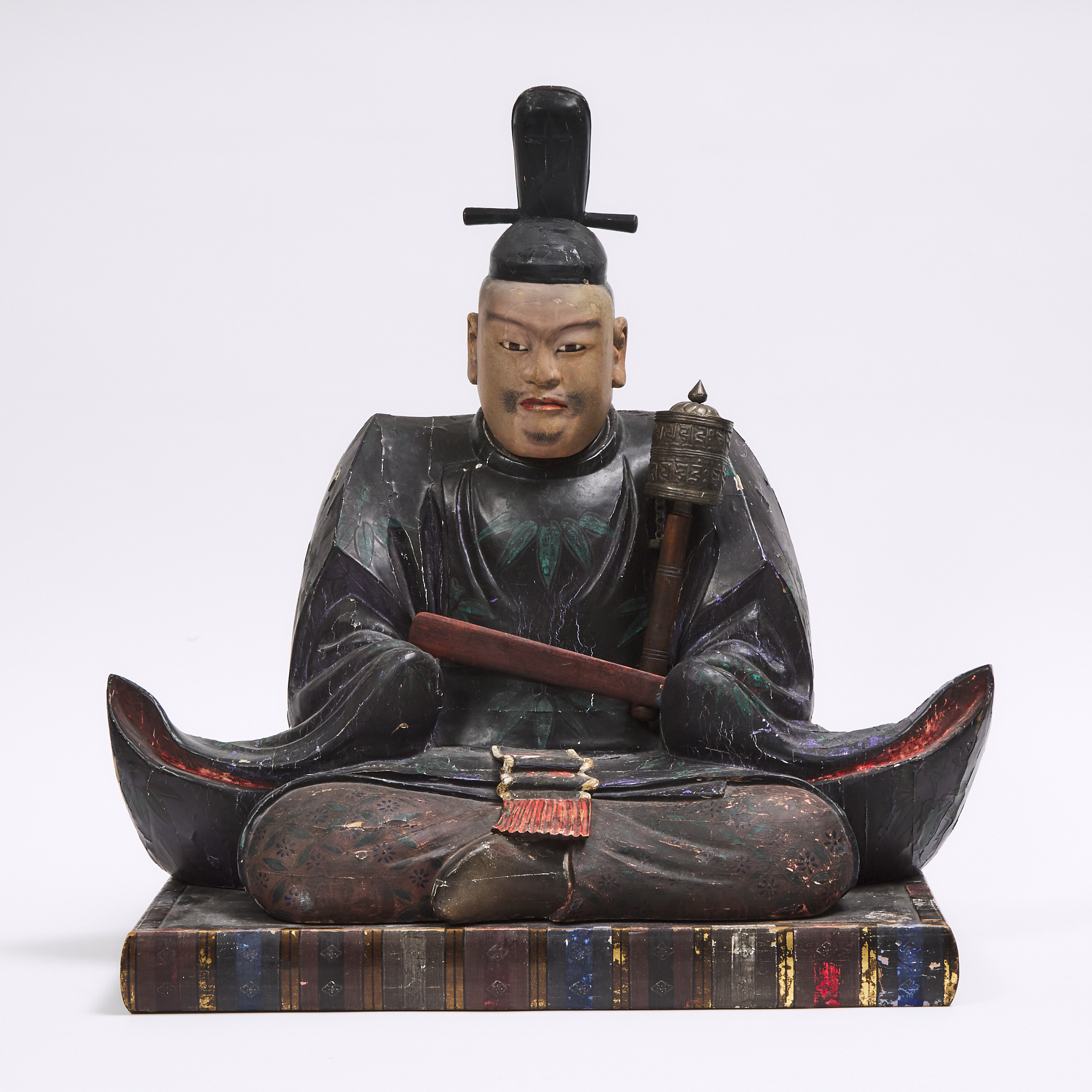 A Large Polychrome Wood Sculpture of a Shogun