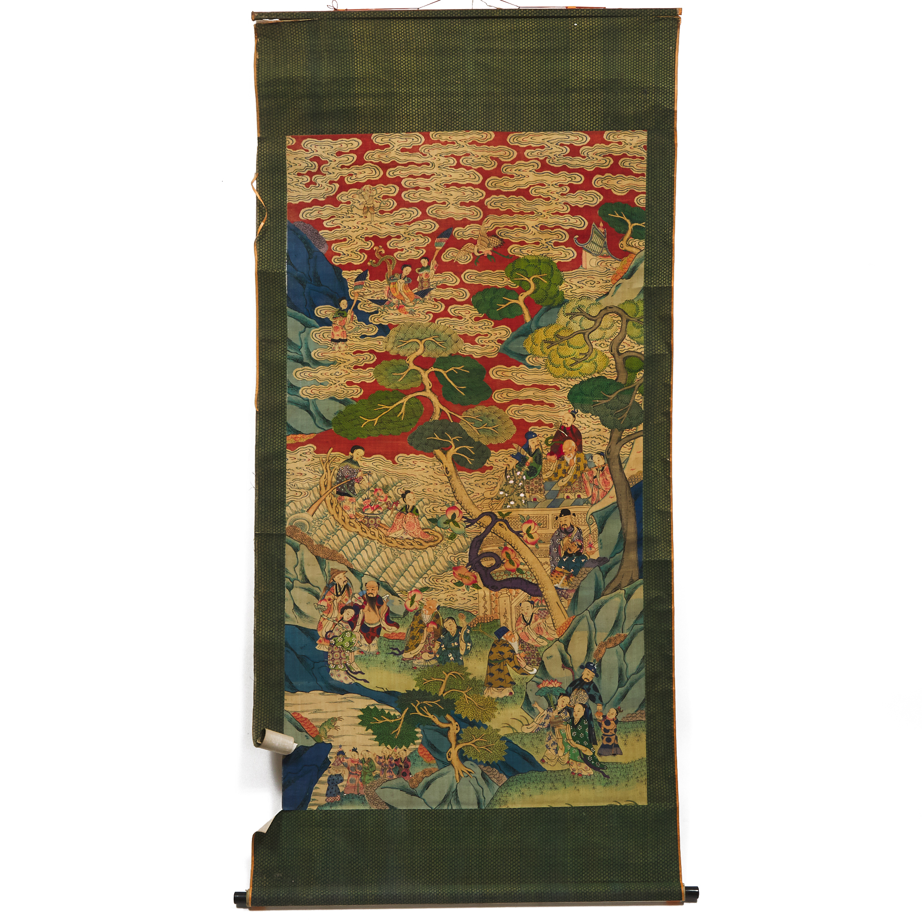 A Large Daoist Immortals 'Birthday' Textile Painting