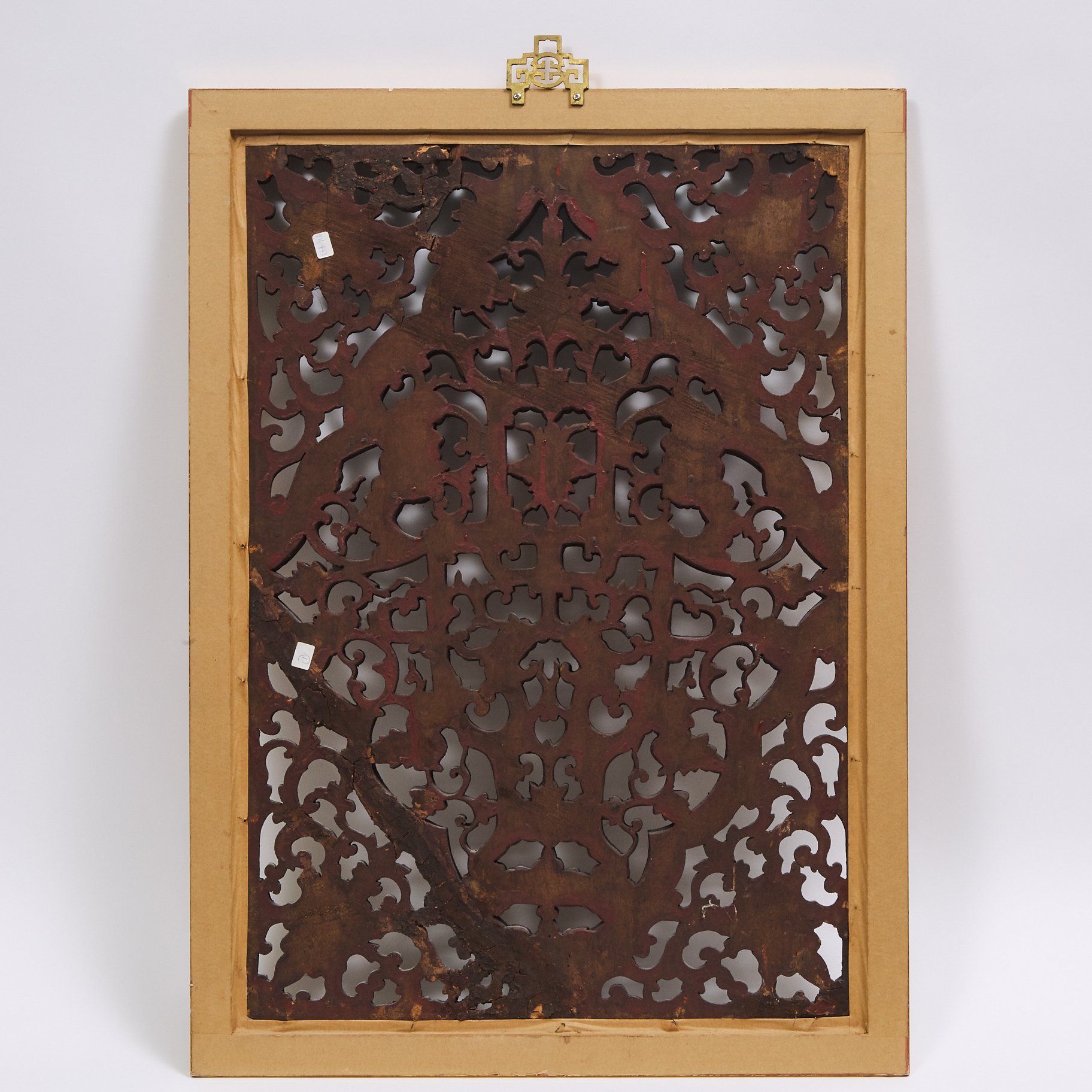 A Framed Wood Temple Carving, 19th Century