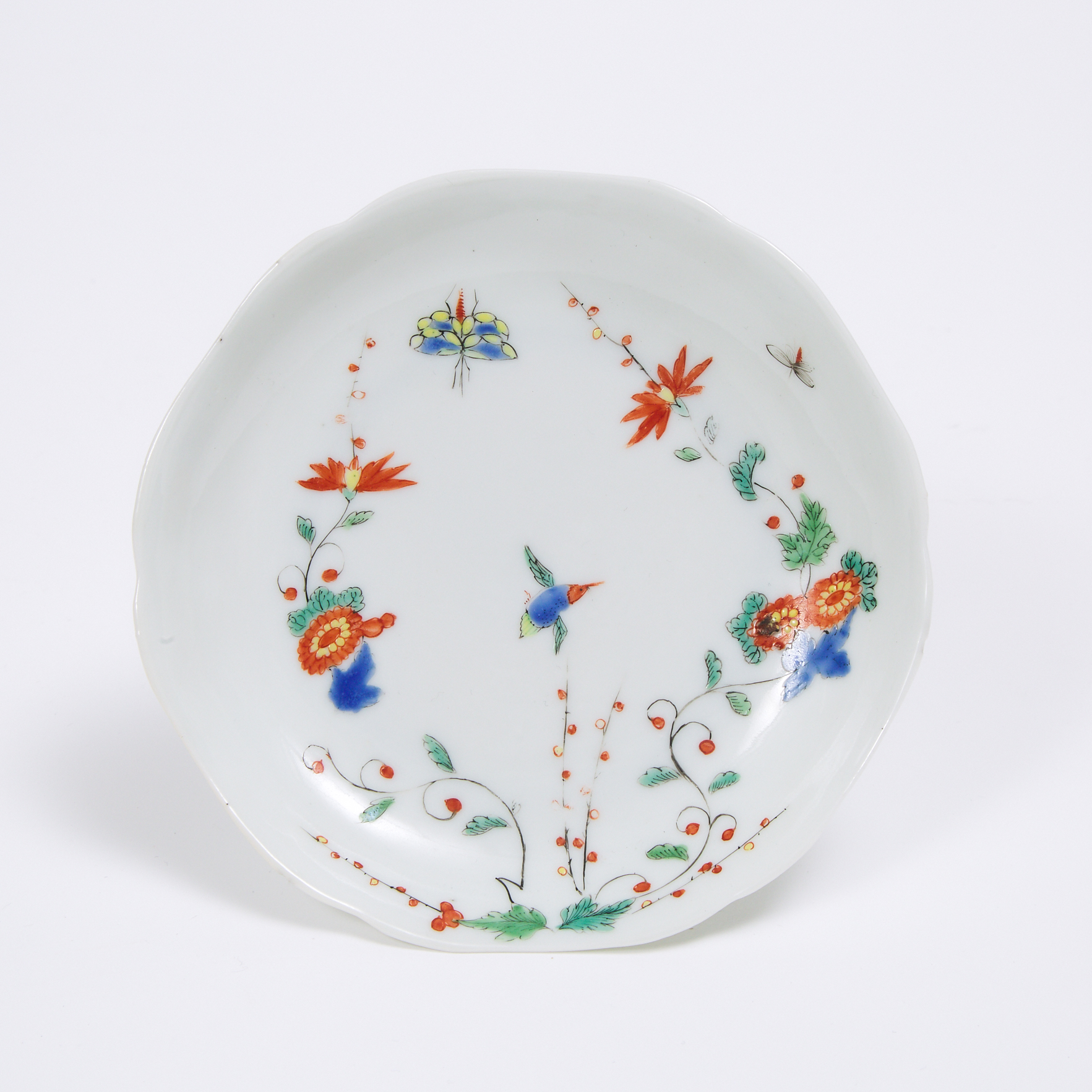 A Famille Verte Lobed-Form 'Birds and Flowers' Dish, Kangxi Period