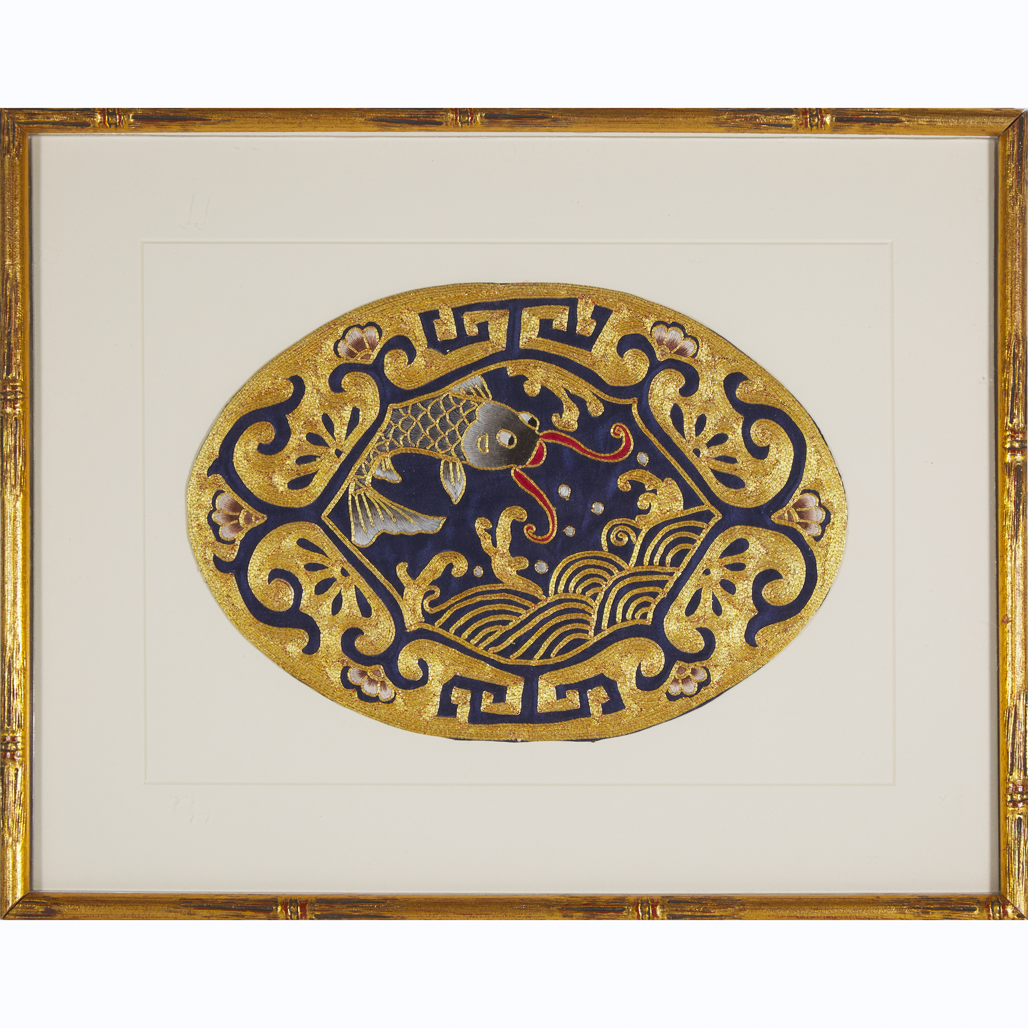 Two Framed Gold Thread Silk Embroidered Panels, 19th/20th Century