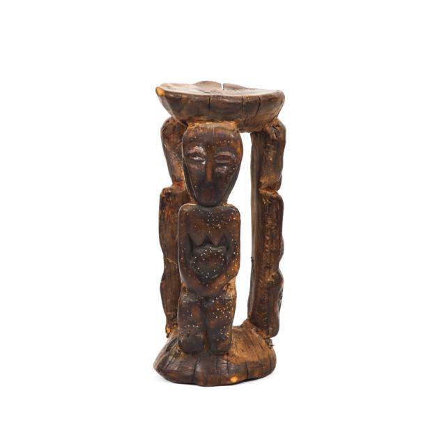 Lega Figural Stool, Democratic Republic of Congo, Central Africa, early to mid 20th century