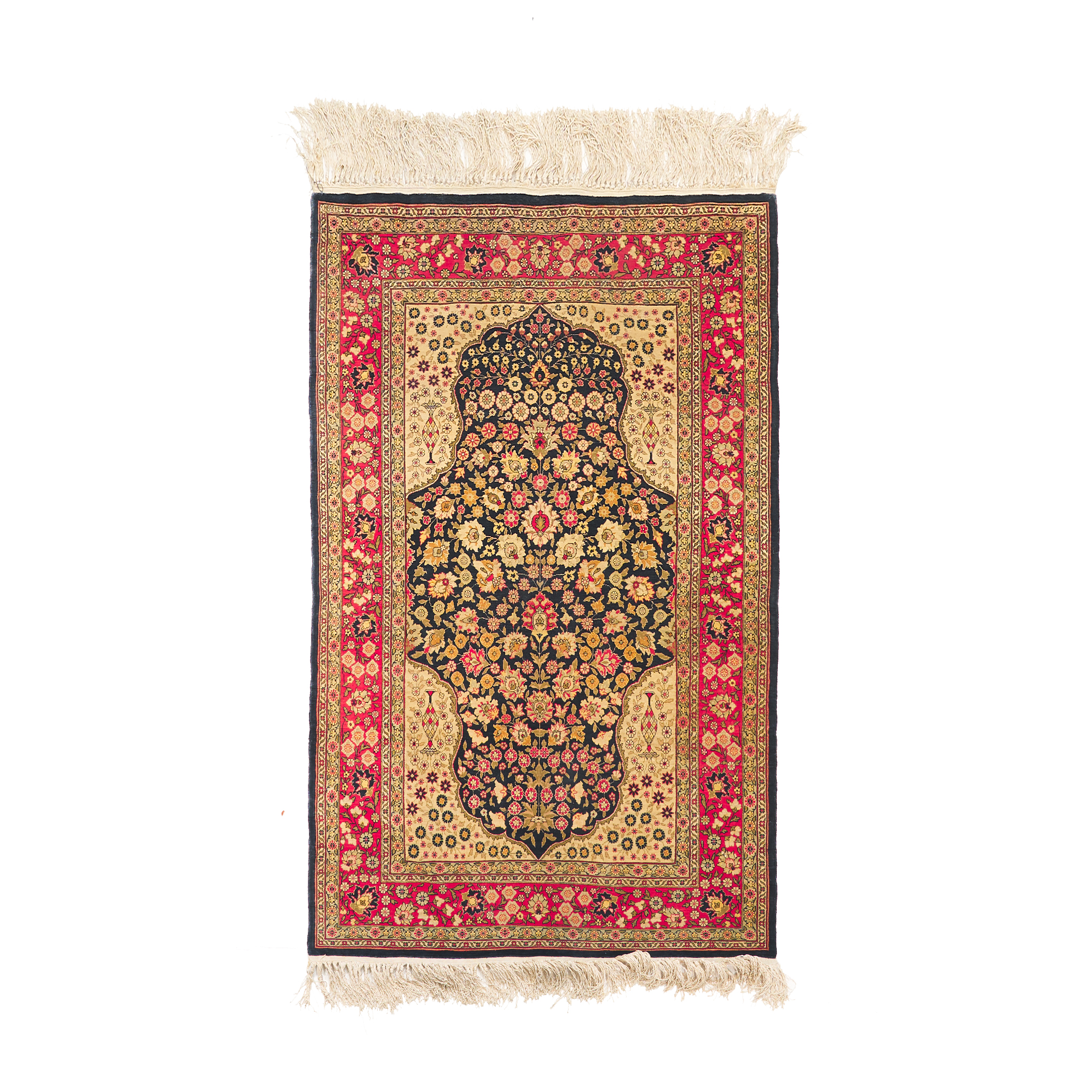 Fine Hereke Silk Rug, Turkish, mid to late 20th century