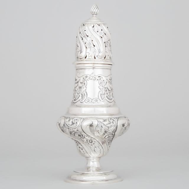Late Victorian Silver Large Baluster Sugar Caster, Stokes & Ireland Ltd., Chester, 1900