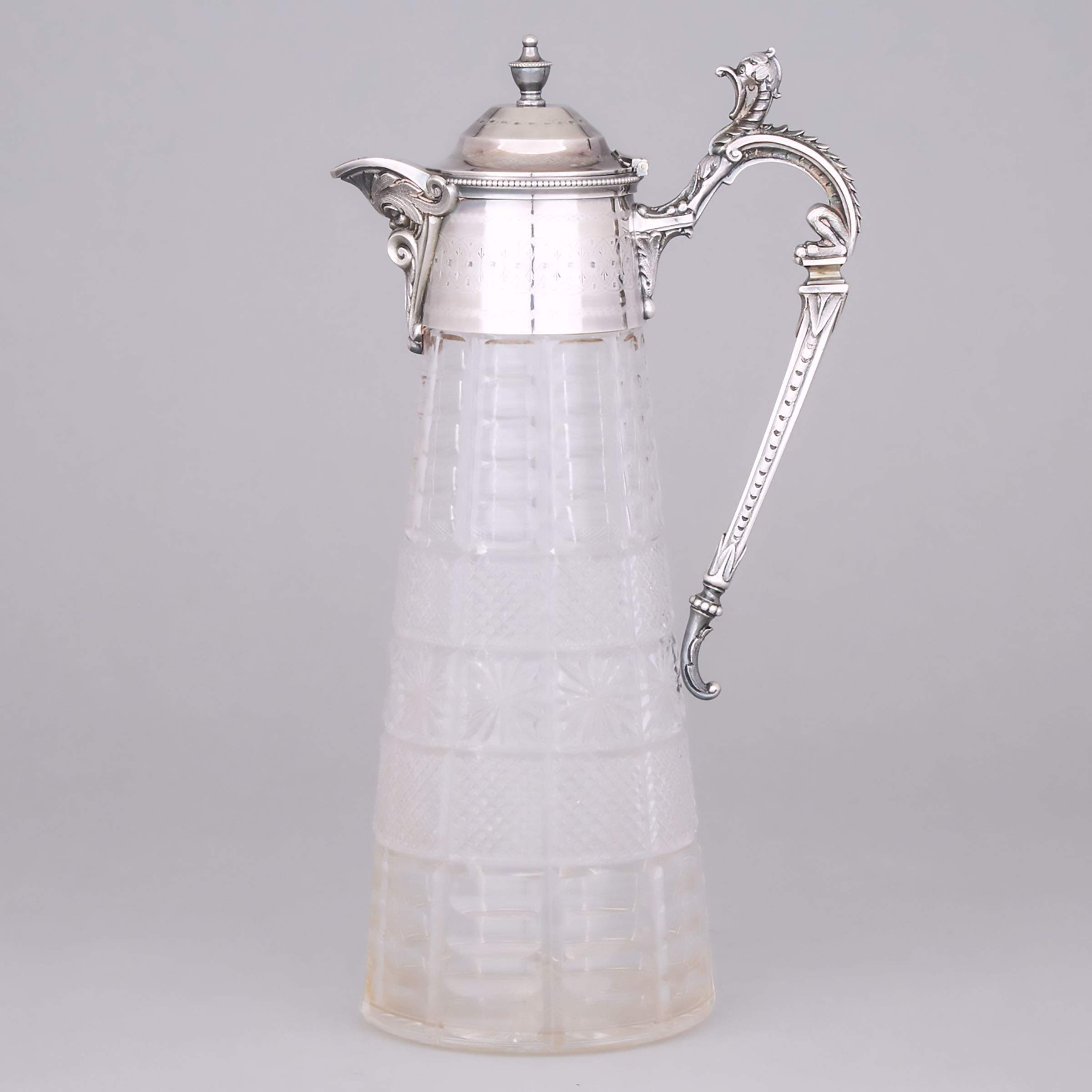 Edwardian Silver Plated and Cut Glass Claret Jug, early 20th century