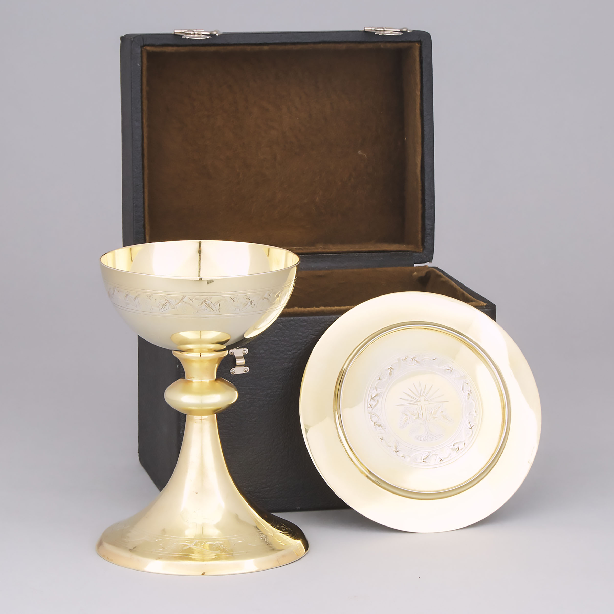 Canadian Silver-Gilt and Plated Chalice and Paten, Desmarais & Robitaille, Montreal, Que., early 20th century