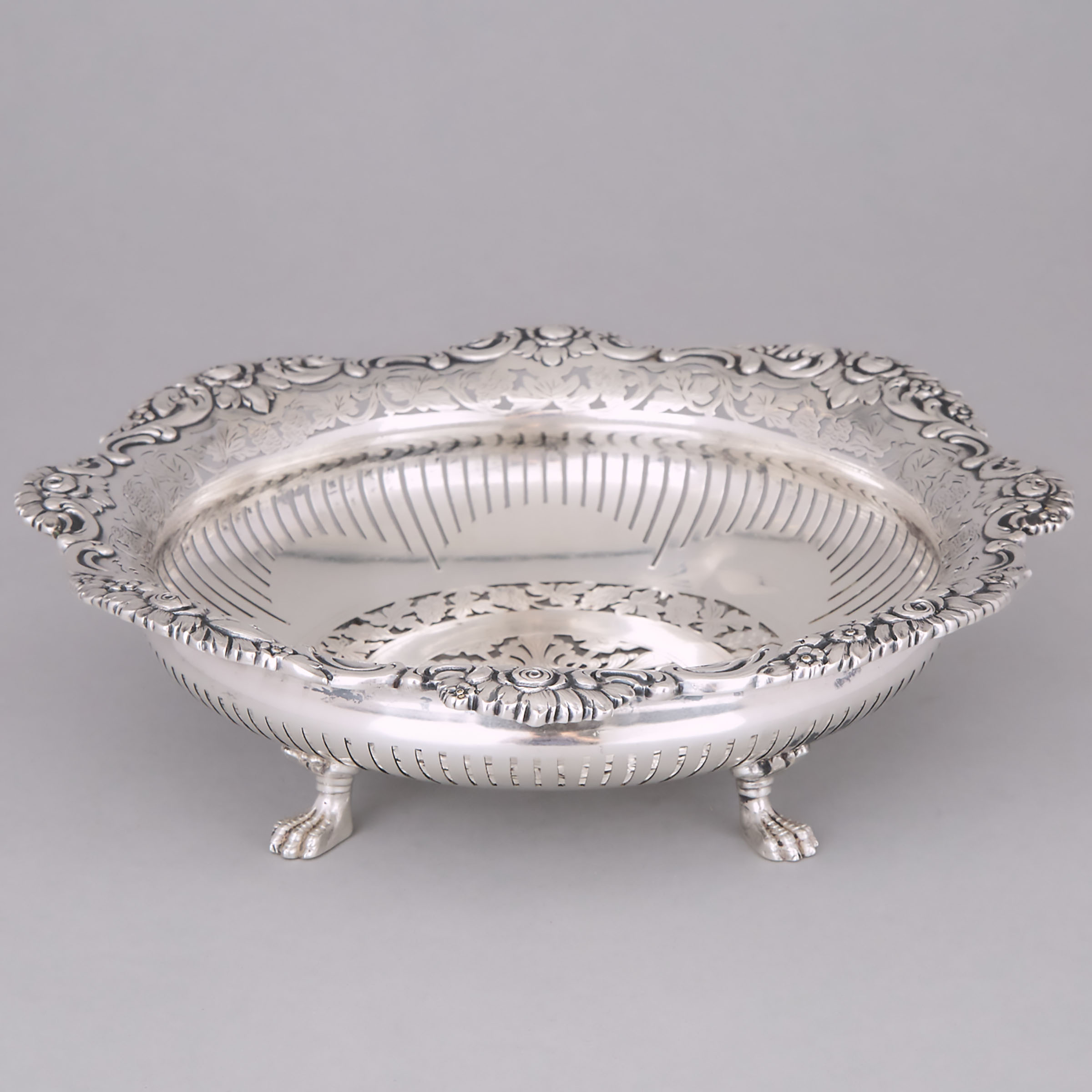 Continental Silver Pierced, Engraved and Moulded Shallow Bowl, probably Austro-Hungarian, late 19th century