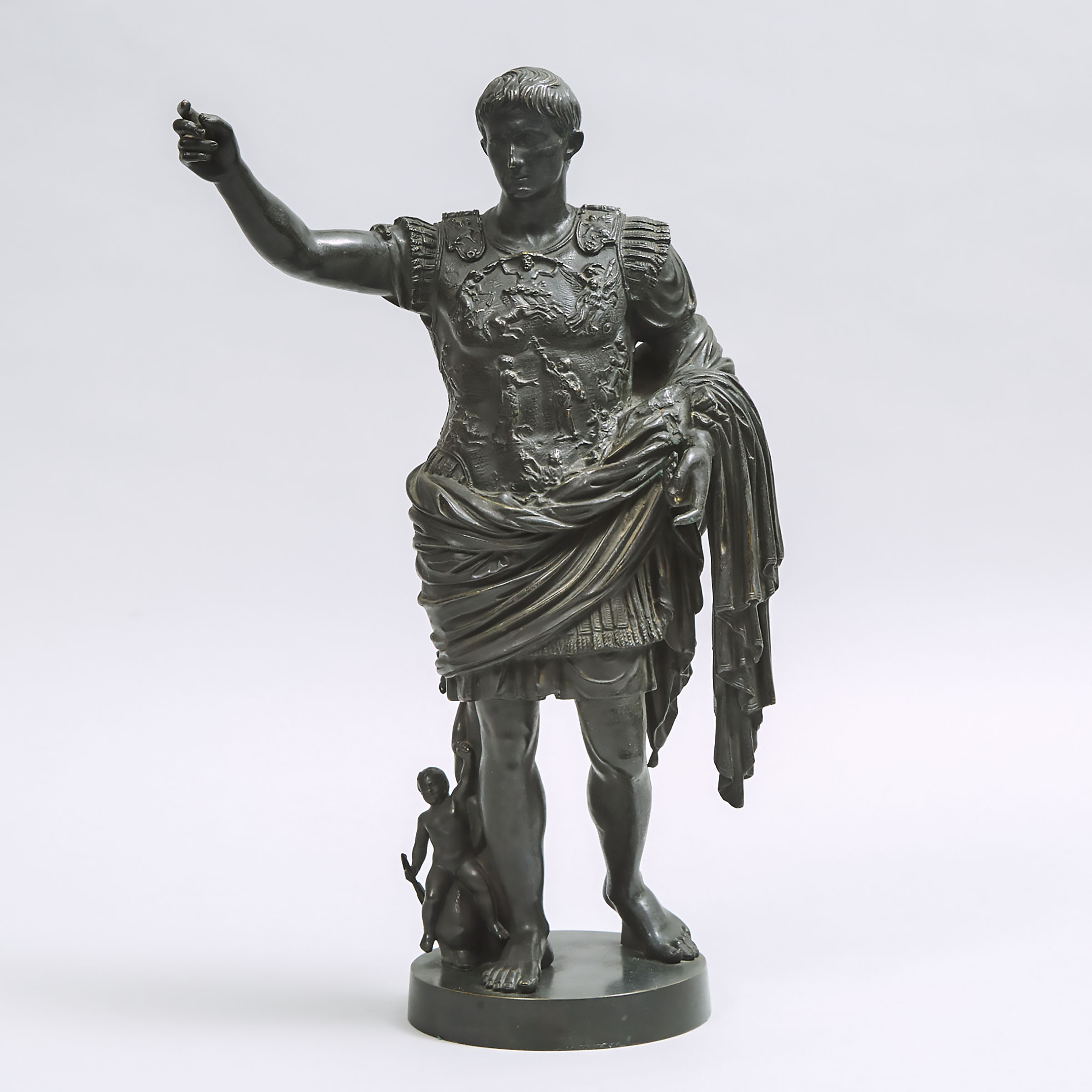 Italian Grand Tour Bronze Figure of Caesar Augustus of Prima Porta, After the Ancient, mid 19th century