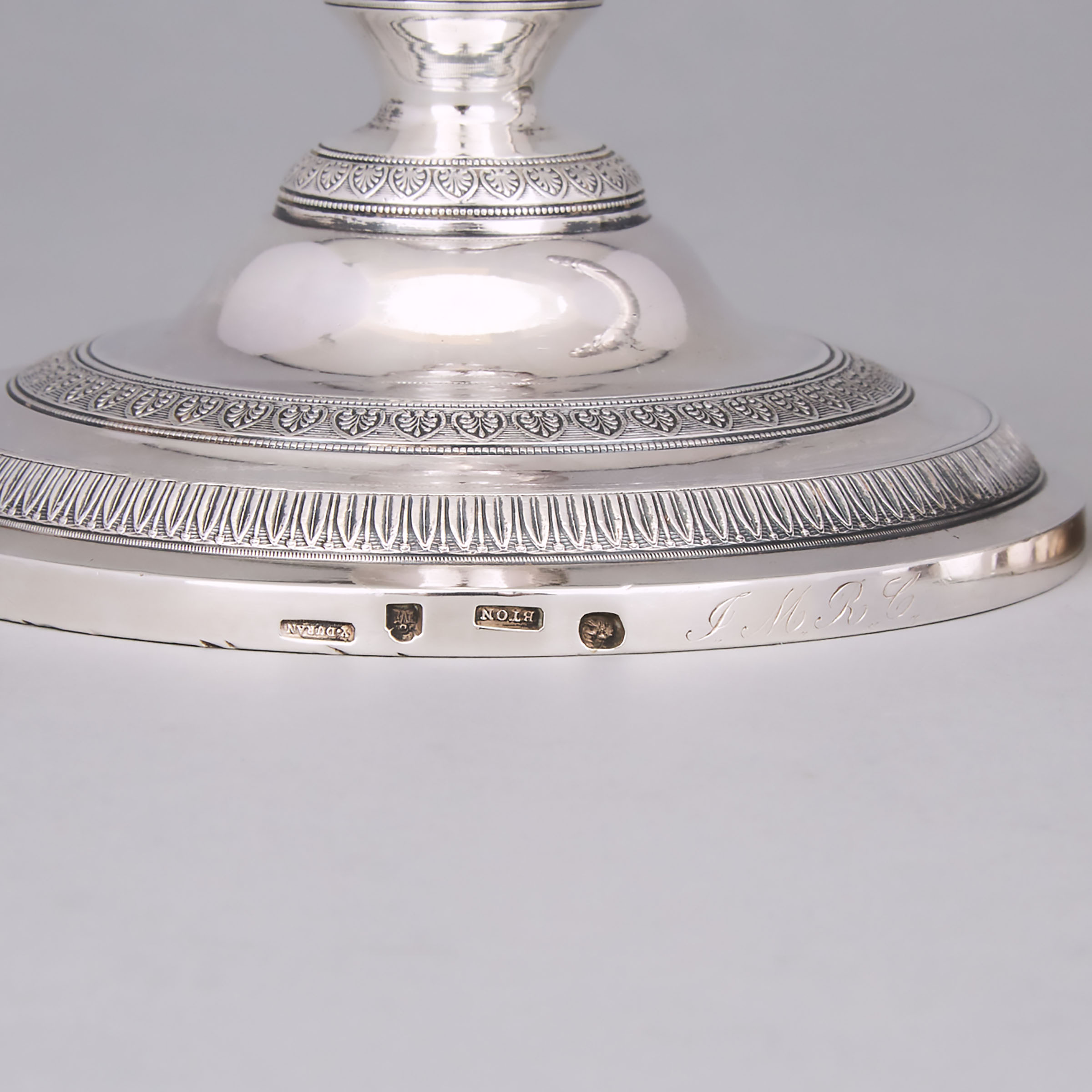 Pair of Mexican Silver Table Candlesticks, Y. Duran, Mexico City, c.1830