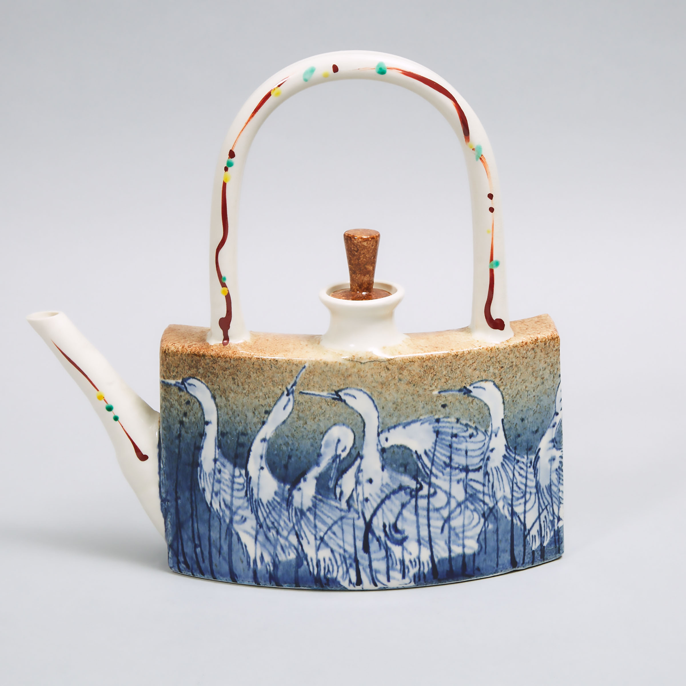 Kinichi Shigeno (Japanese/Canadian, b. 1953), 'White Crane' Porcelain Teapot, late 20th century