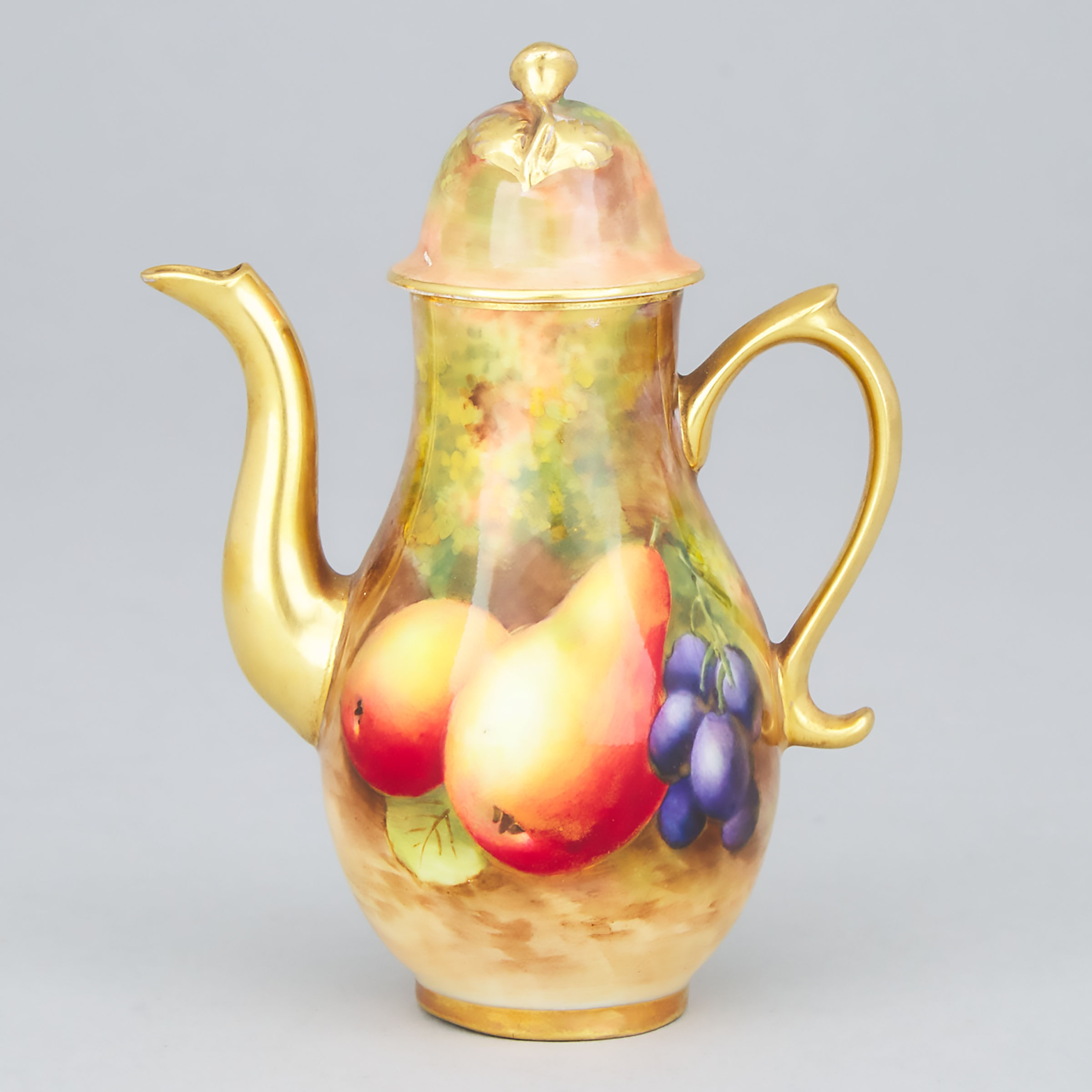 Royal Worcester Fruit-Painted Small Coffee Pot, Harry Ayrton, c.1940