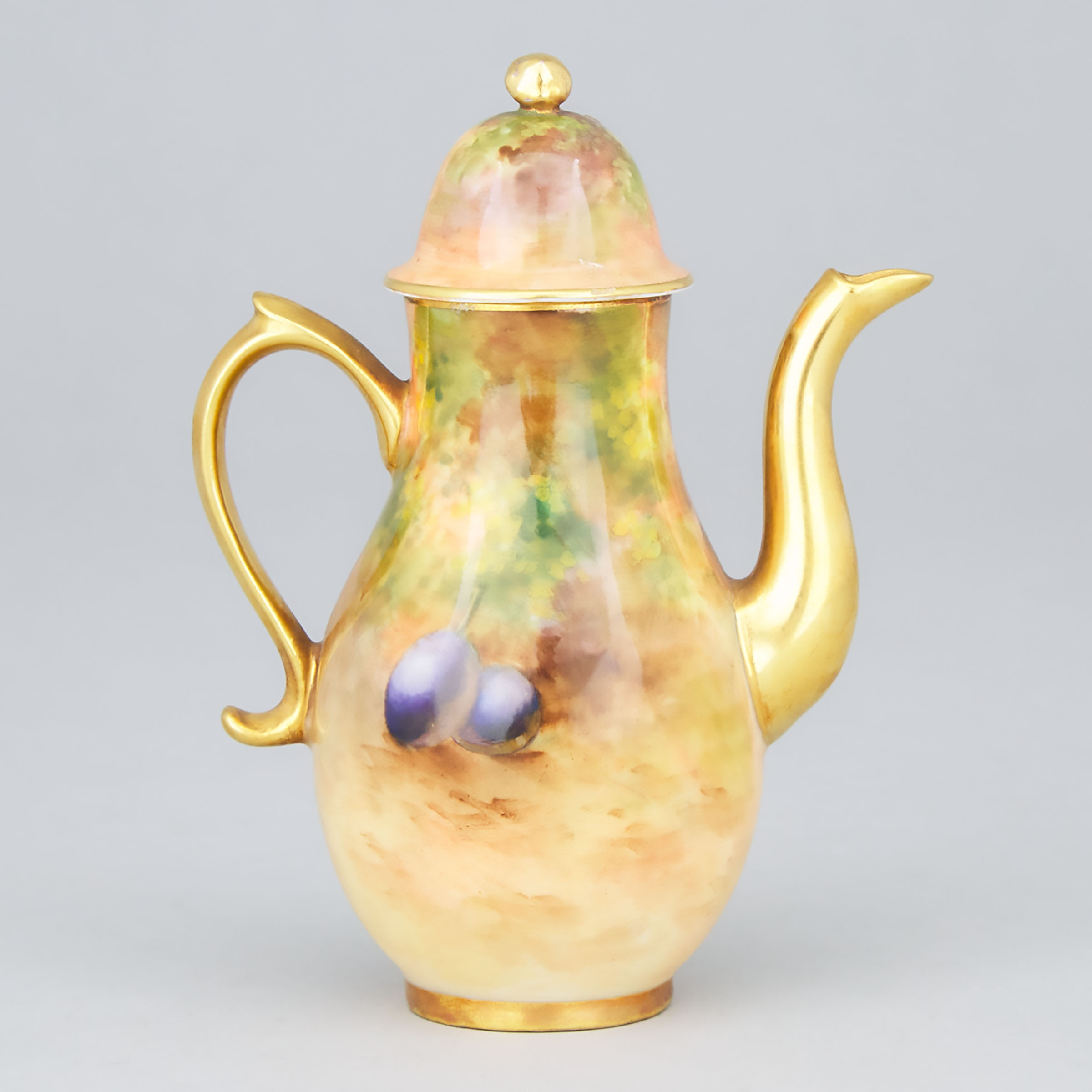 Royal Worcester Fruit-Painted Small Coffee Pot, Harry Ayrton, c.1940
